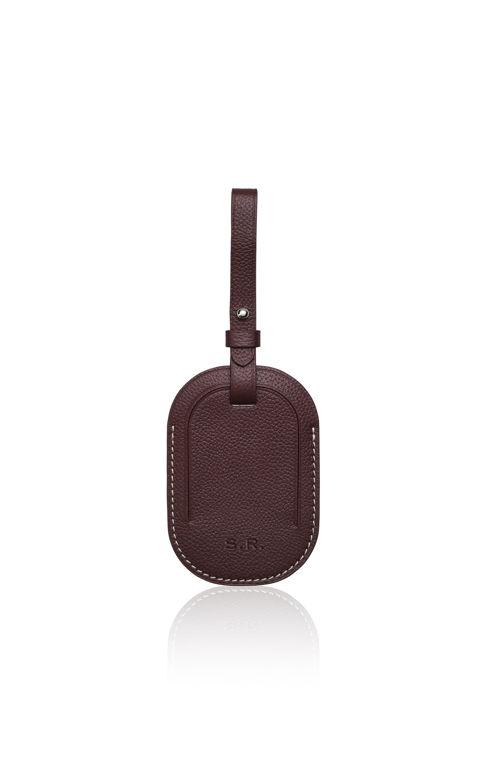 Memoire Mémoire - Personalized Kensington Leather Luggage Tag - Burgundy