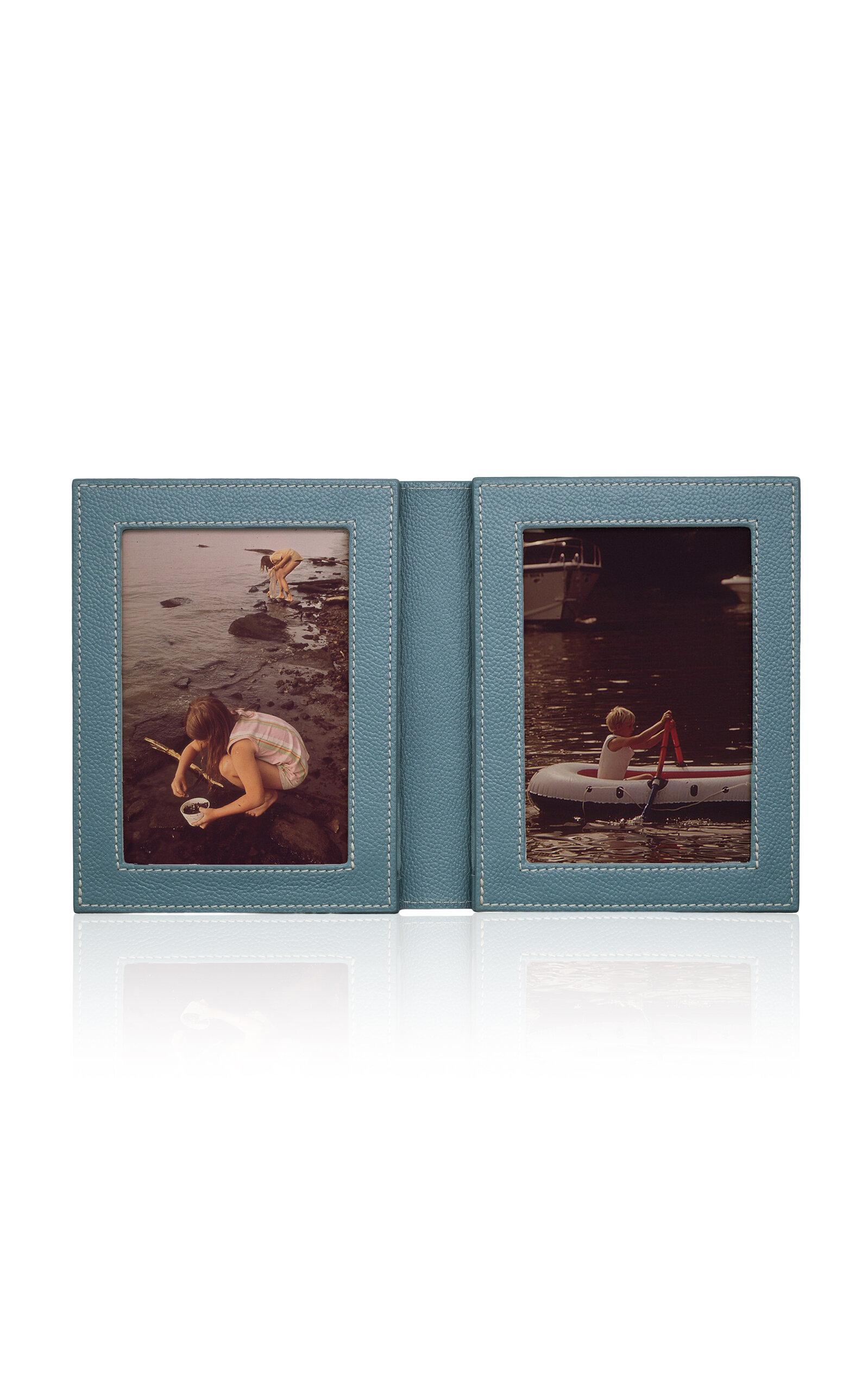Memoire Mémoire - Boltons Leather Double Frame - Light Blue