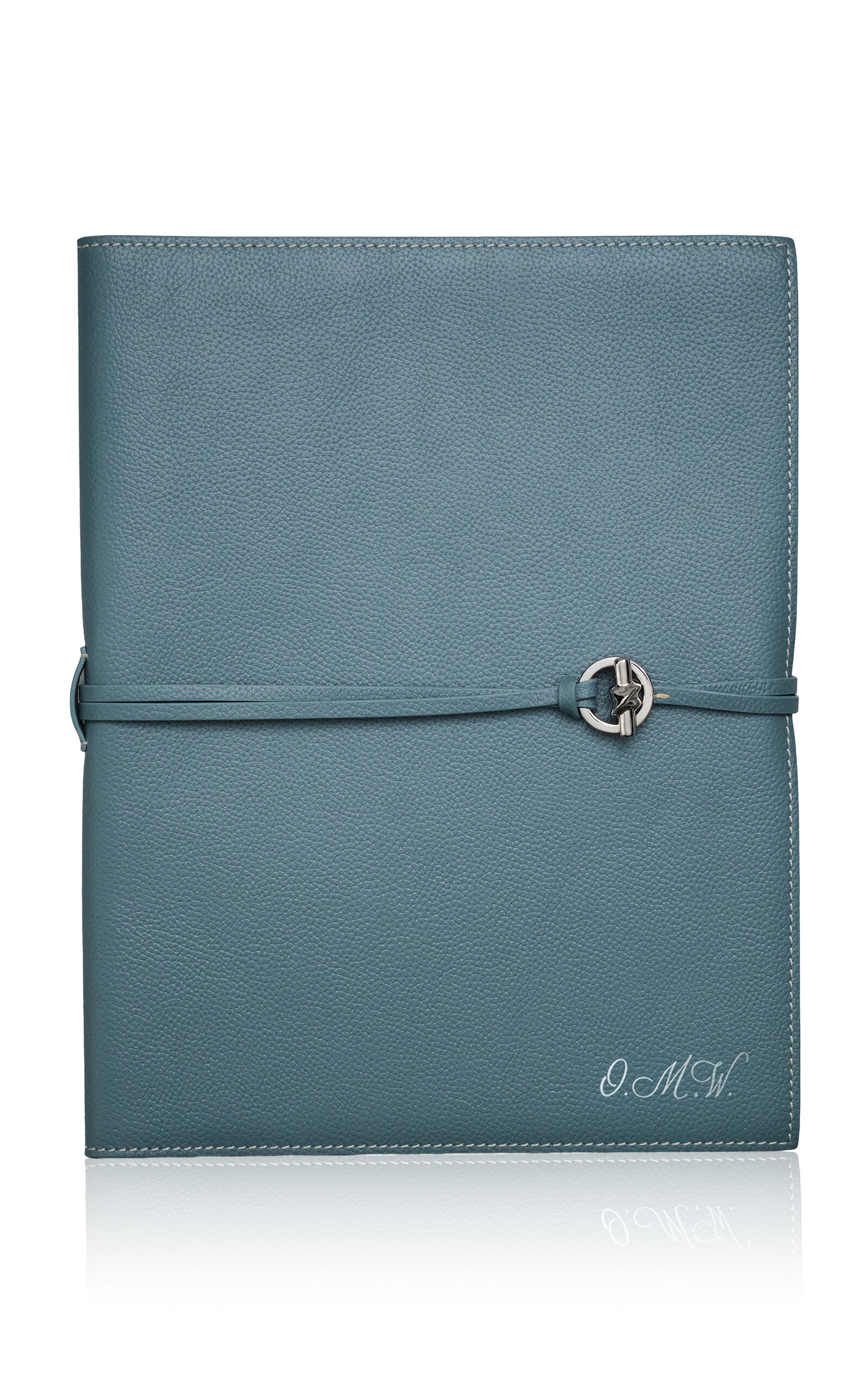 Memoire Mémoire - Personalized Devon Leather Notebook; Grand - Light Blue