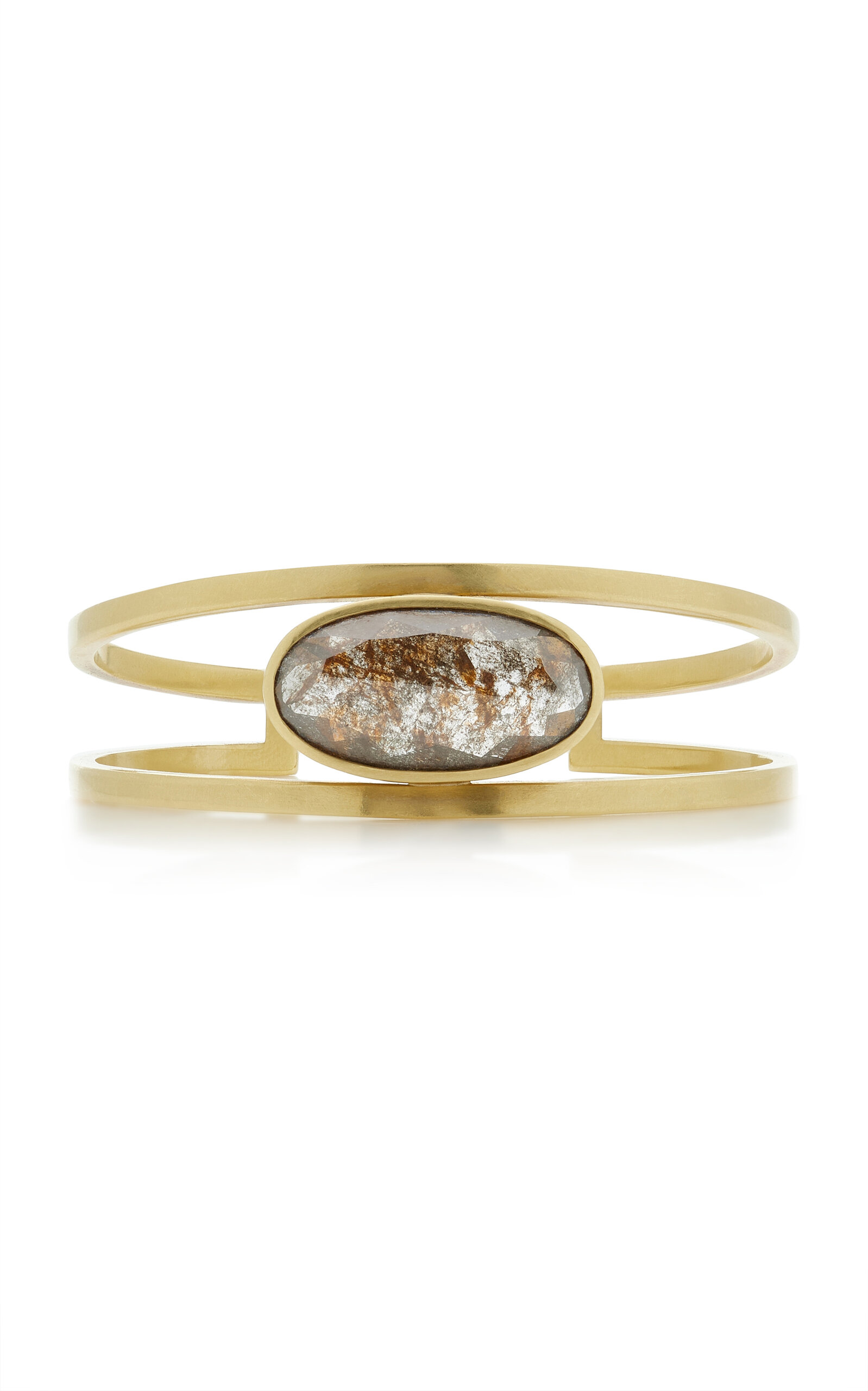 Sylva & Cie - Oval Rough Cut Diamond Electra Bangle - Gold - OS - Moda Operandi - Gifts For Her