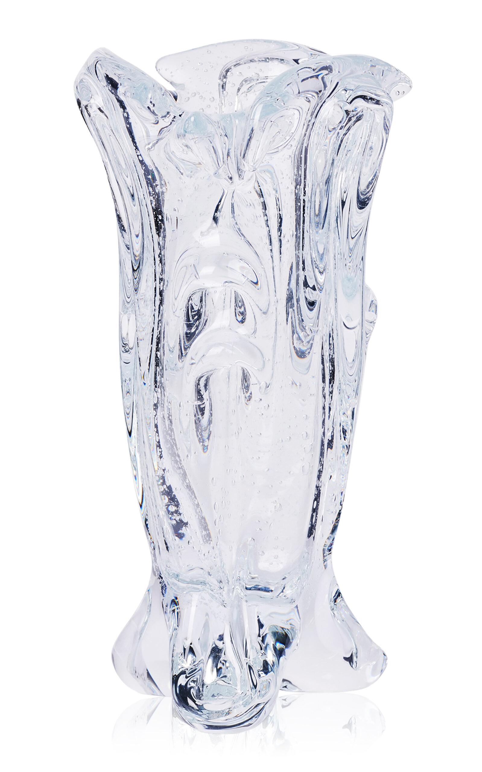 Louise Roe - Sr Vintage Drape Glass Vase - Clear