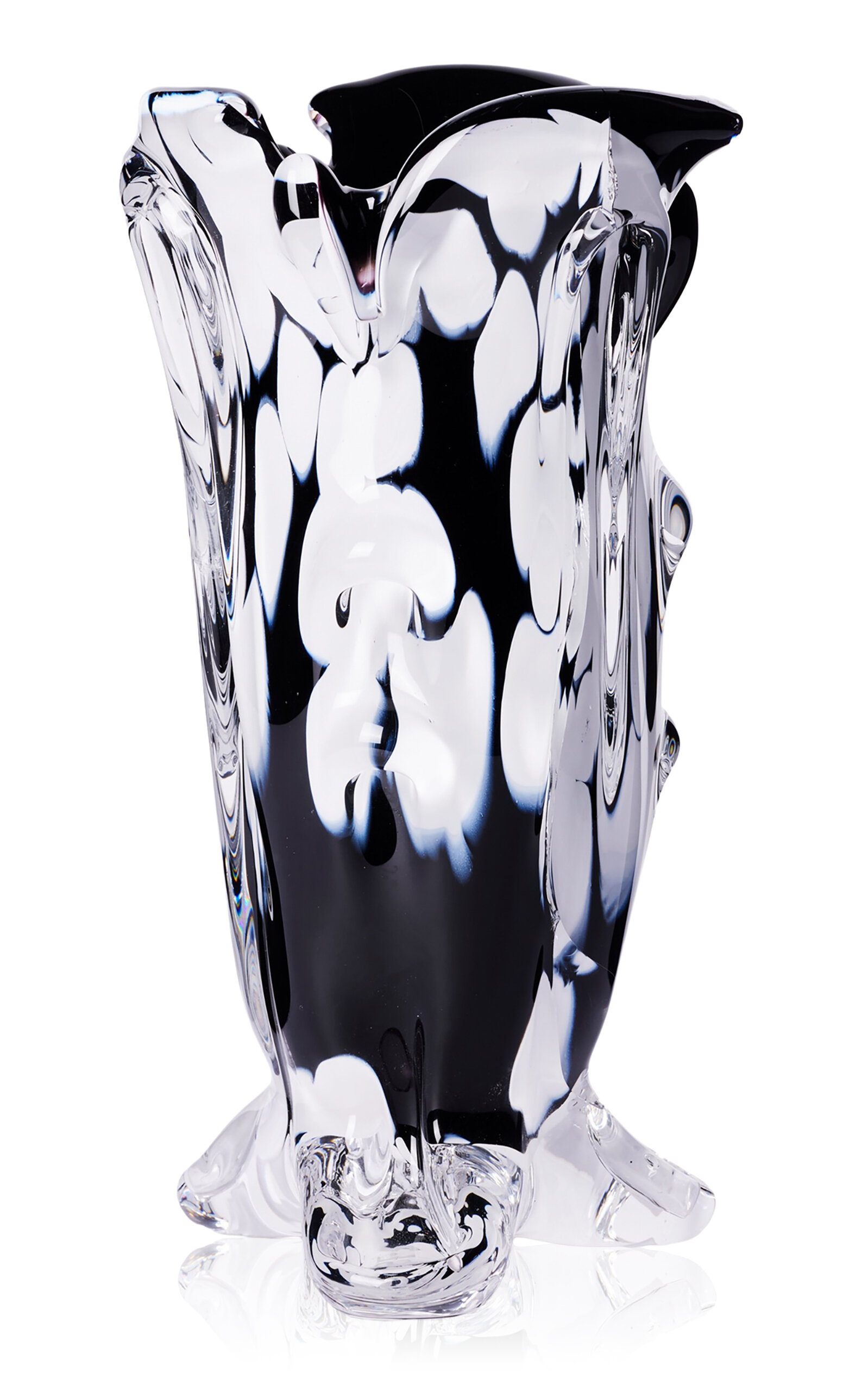 Louise Roe - Sr Vintage Drape Glass Vase - Black/white In Black,white