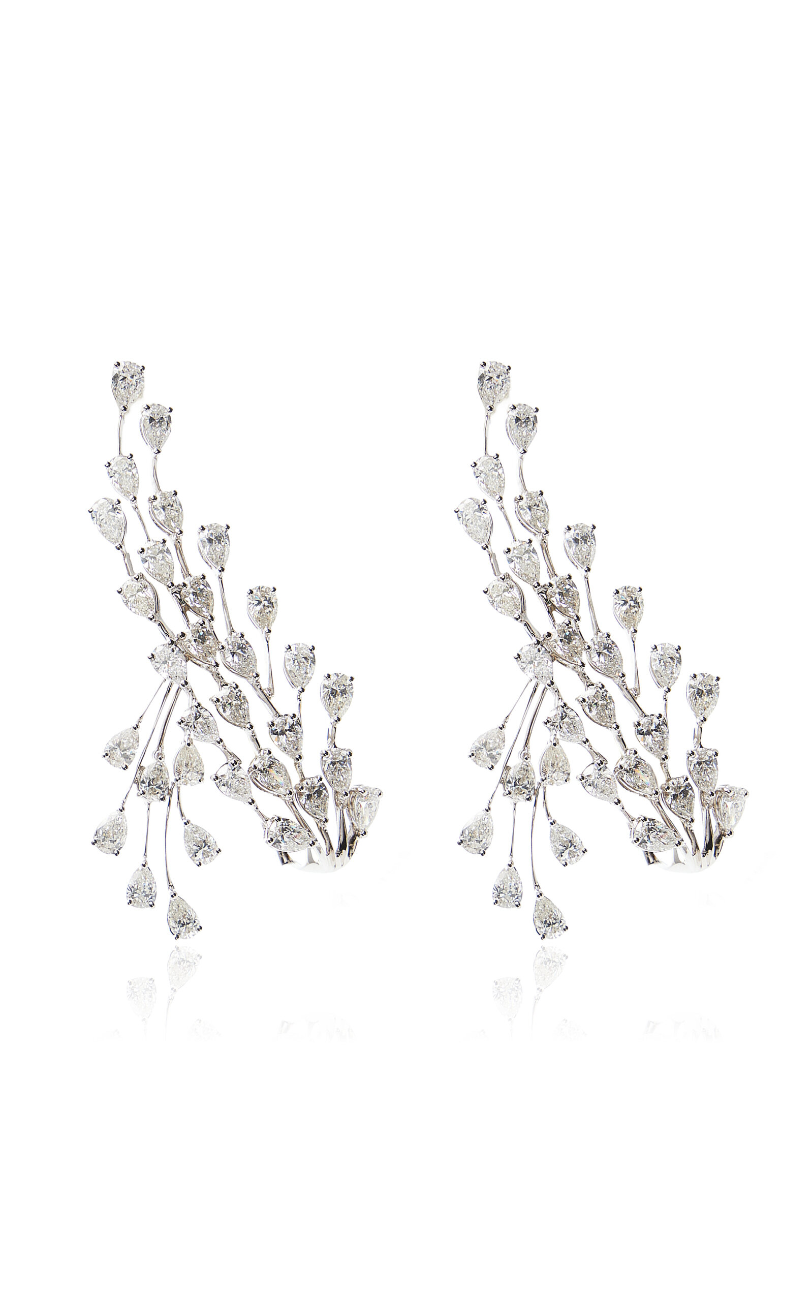Yessayan - 18K White Gold Diamond Blossom Climber Earrings - White - OS - Moda Operandi - Gifts For Her