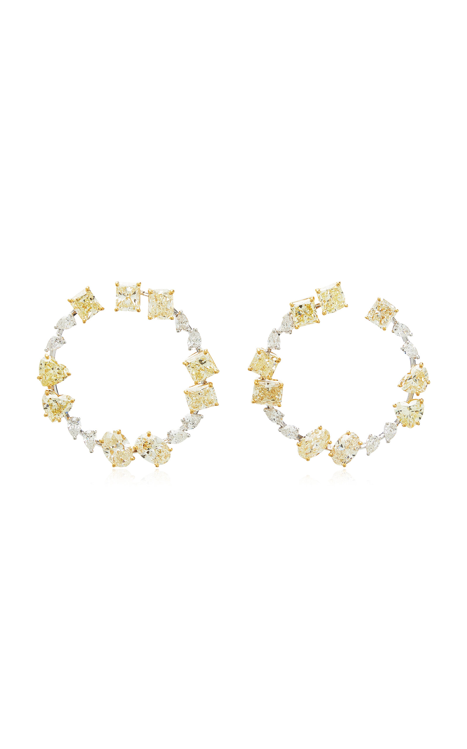 Yessayan - 18K White And Yellow Gold Diamond Hoop Earrings - Gold - OS - Moda Operandi - Gifts For Her