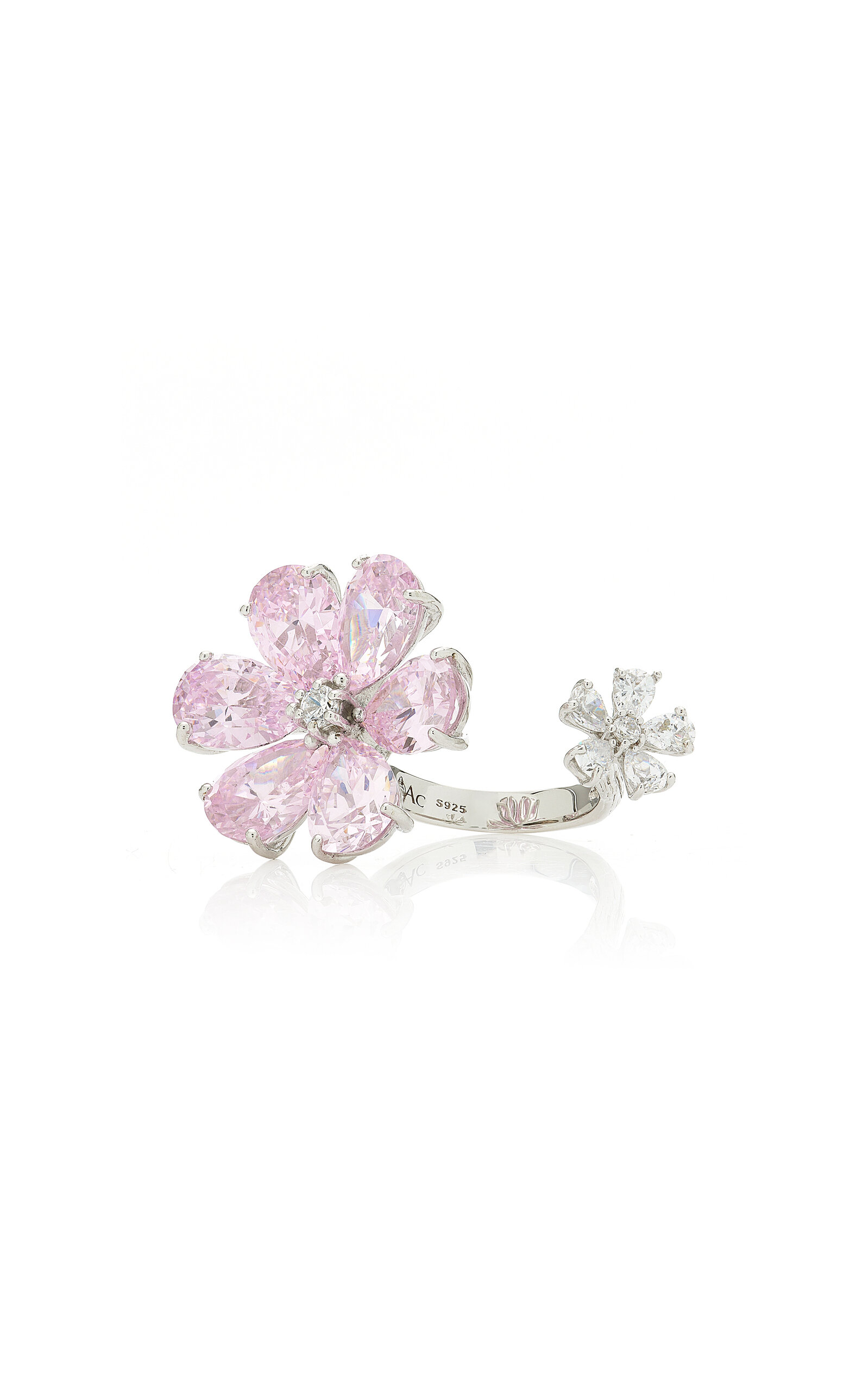 Anabela Chan - Rose Marguerite Daisy Rhodium Vermeil Diamond Ring - Pink - US 5 - Moda Operandi - Gifts For Her