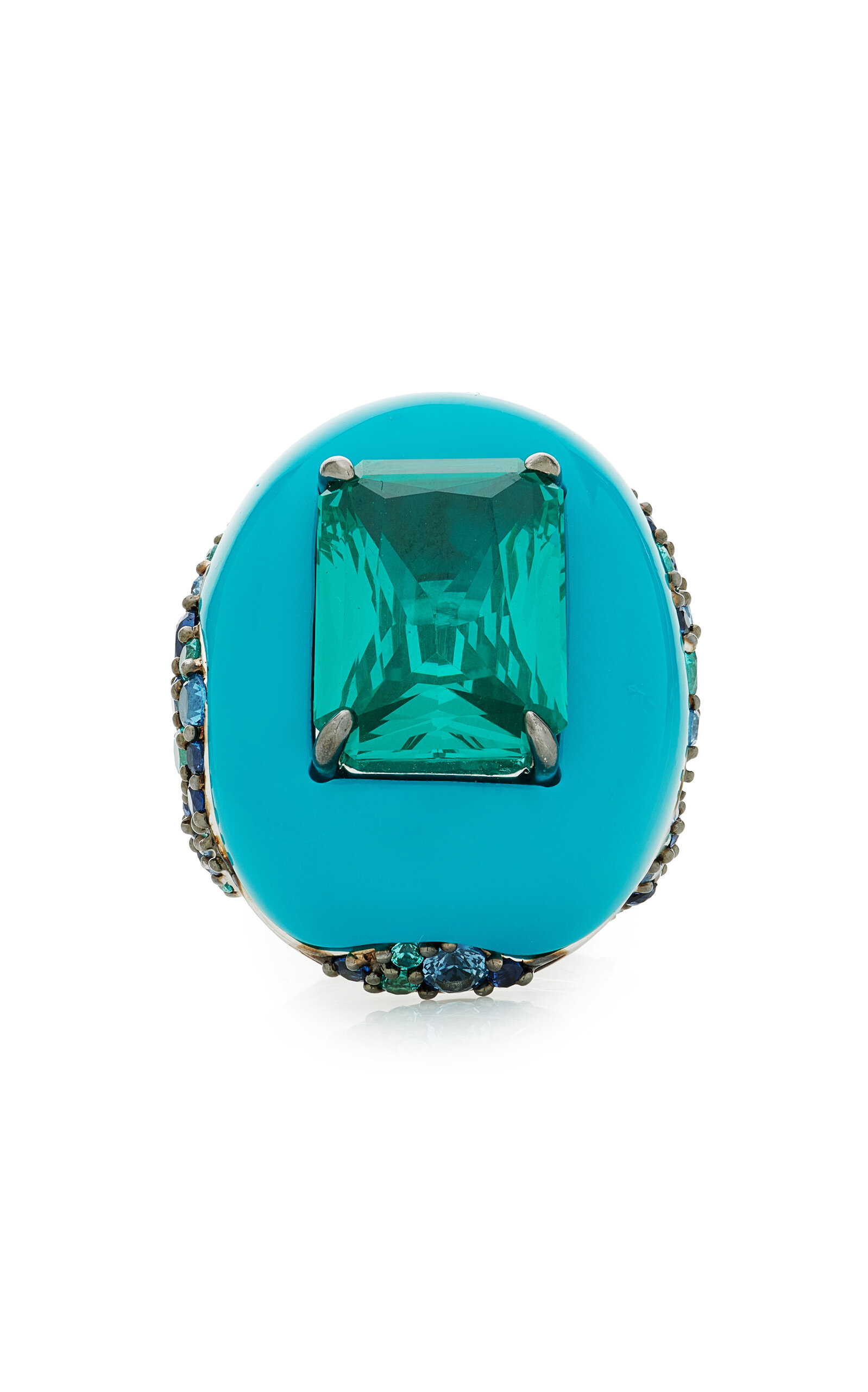 Anabela Chan - Pebble Rhodium Vermeil Multi-Stone Ring - Turquoise - US 5 - Moda Operandi - Gifts For Her