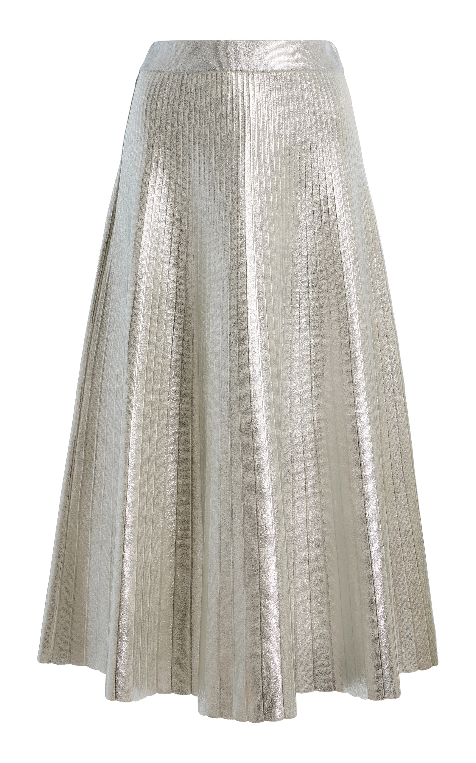 Partow Anya Foiled Midi Skirt In Silver