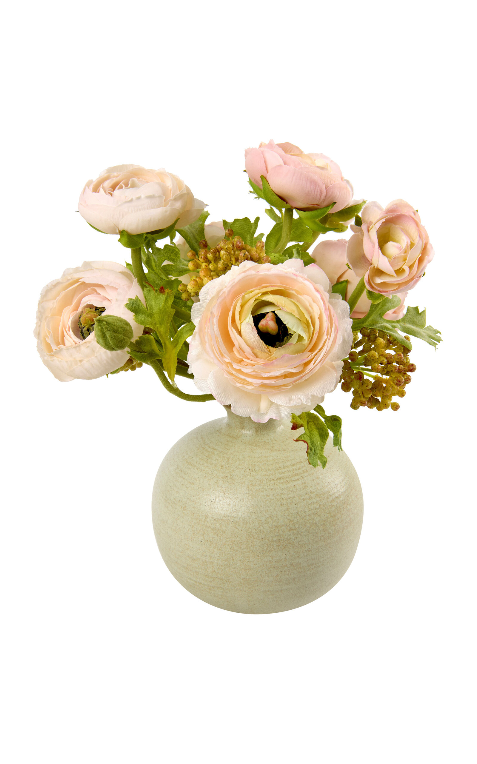 Diane James Designs - Ranunculus And Berries In Ceramic Vase - Light Pink