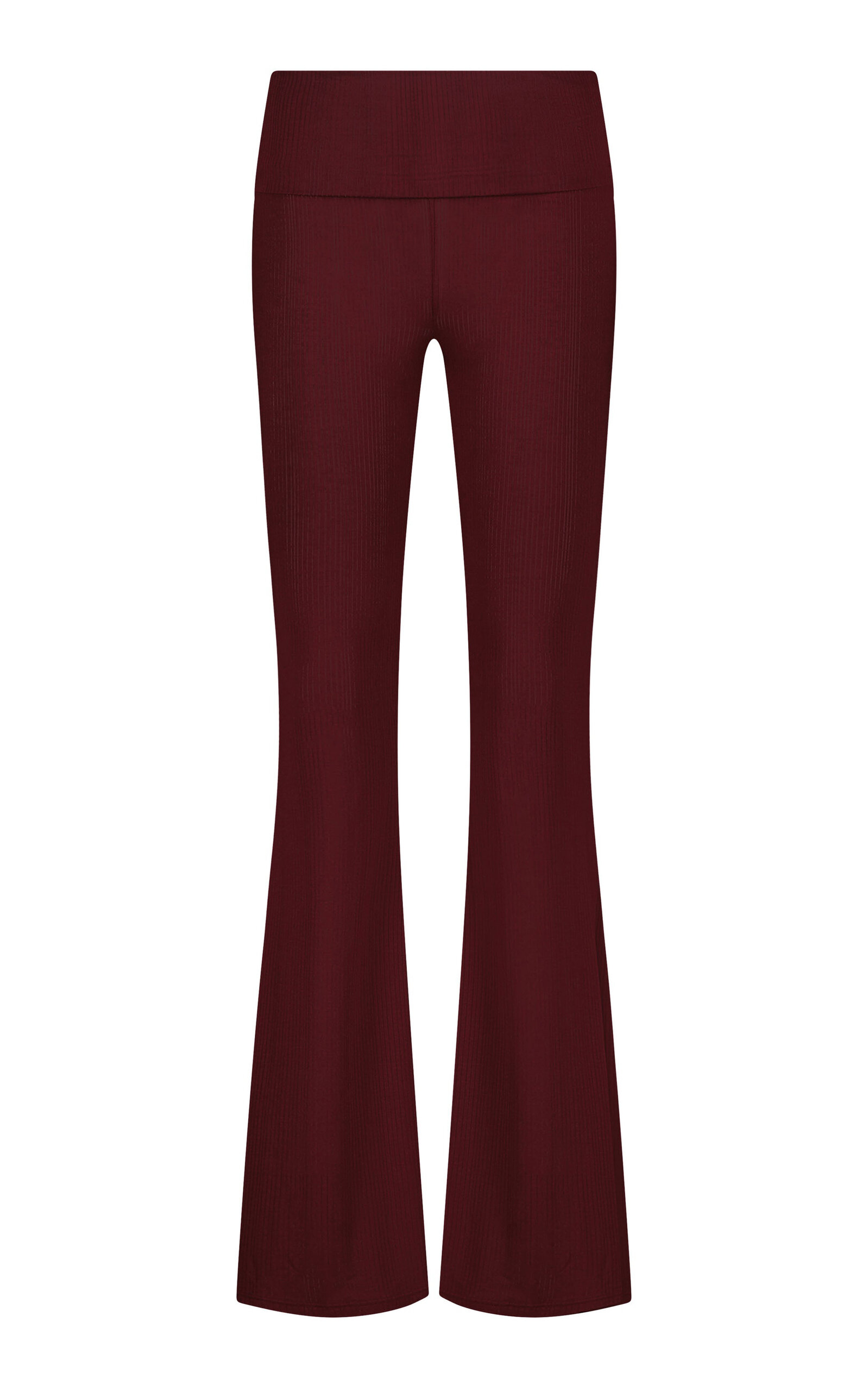 Negative Whipped Jersey Flared-leg Pants In Burgundy