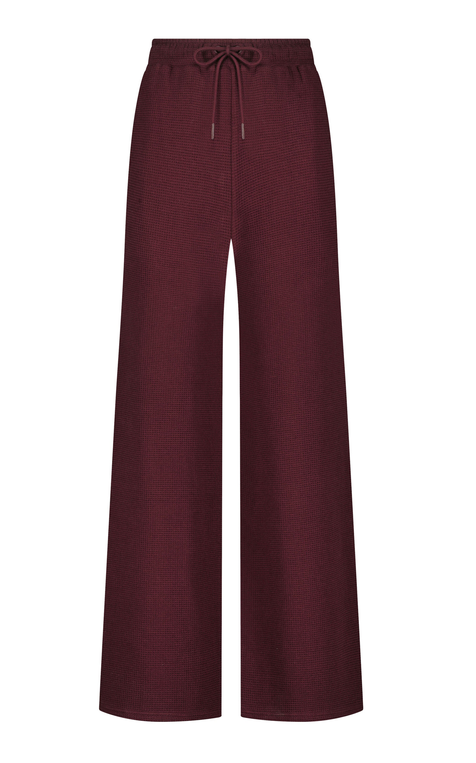 Negative Waffle Knit Wide-leg Pants In Burgundy