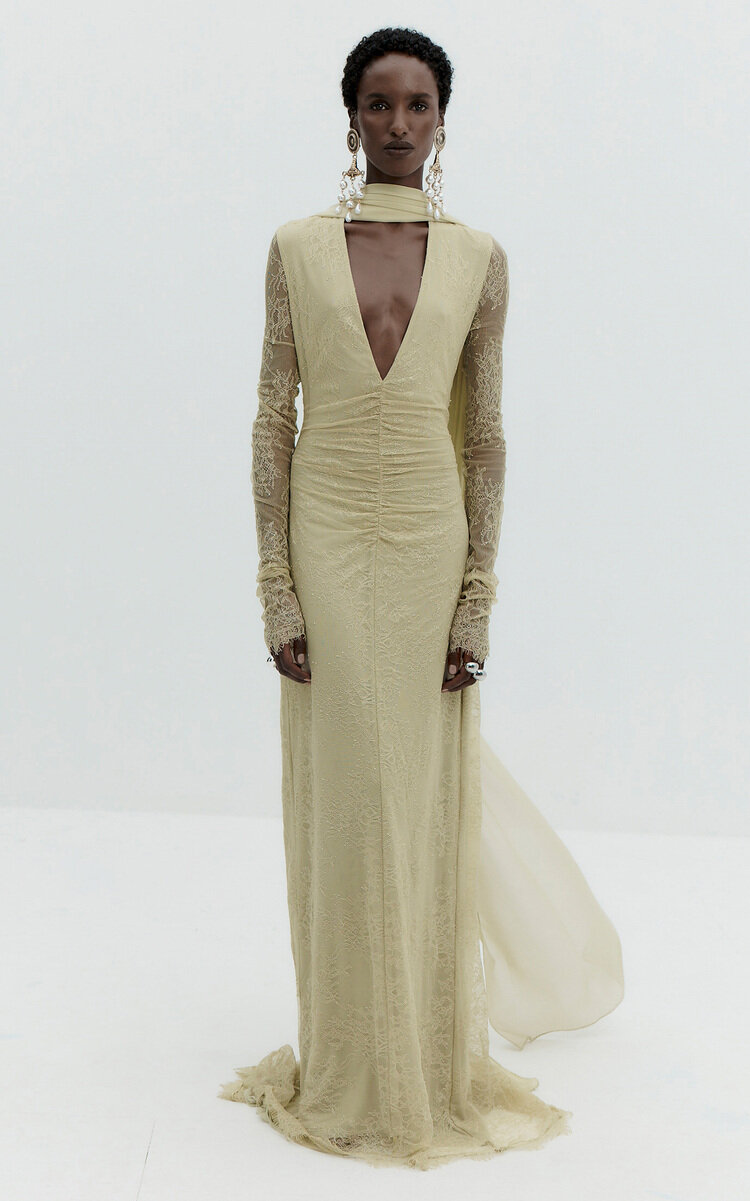 De La Vali Mica Fine Lace Maxi Dress - Moda Operandi