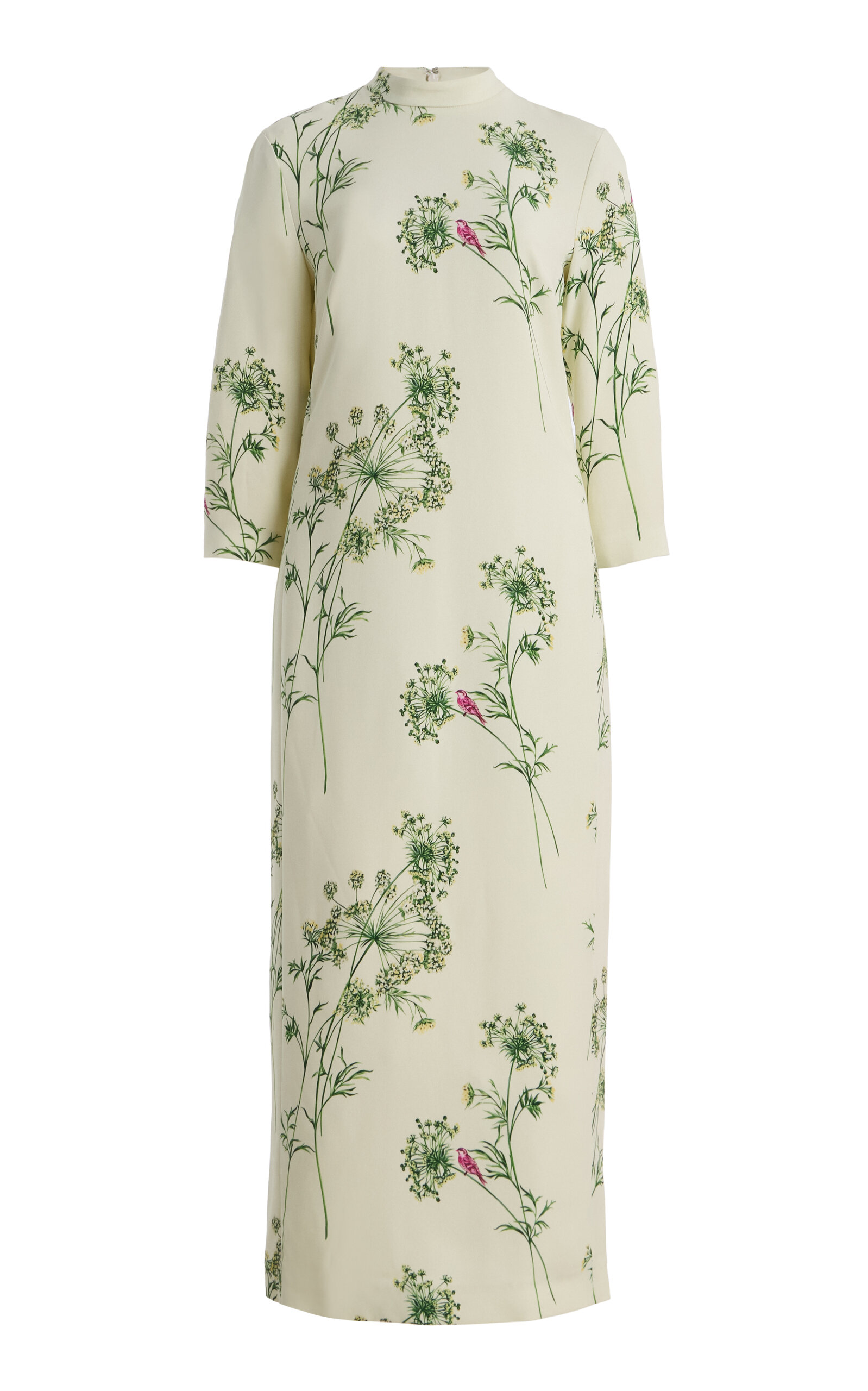 Monique Lhuillier Mock Neck Bracelet-Sleeve Midi Dress - Moda Operandi