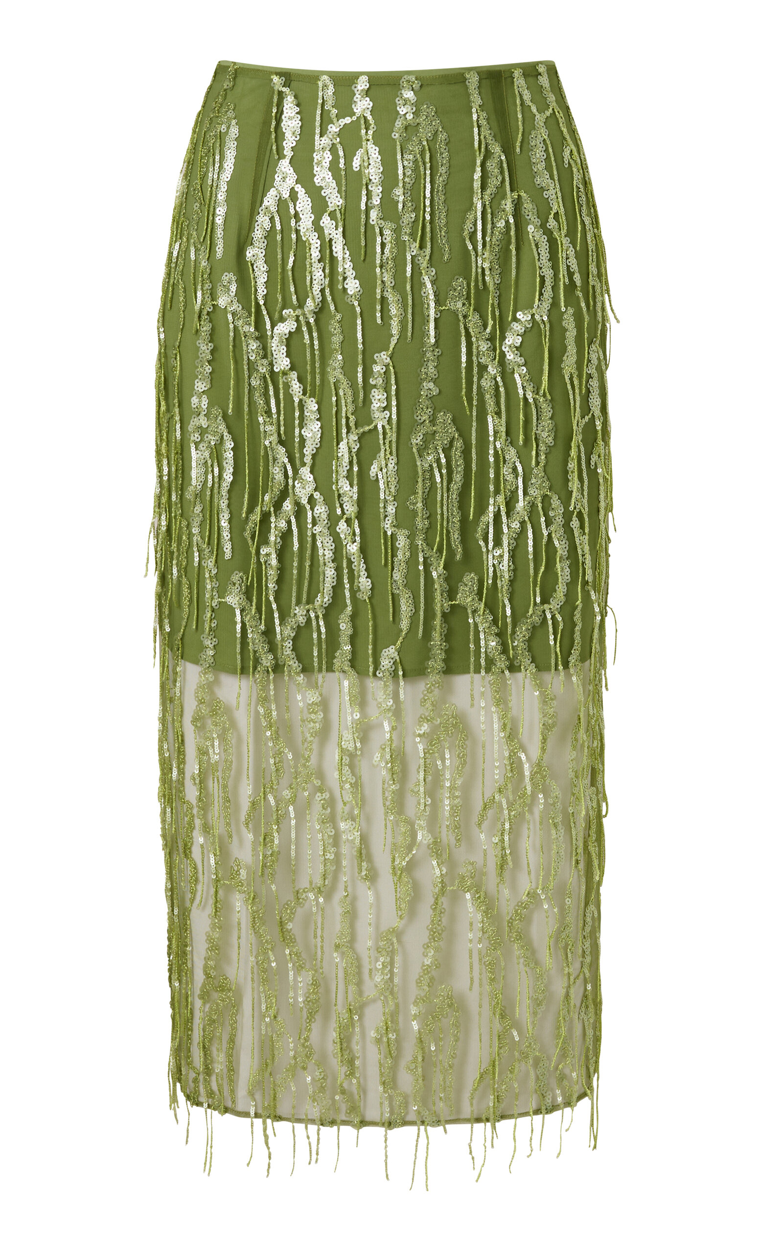 Roame. Roame Niki Sequin Midi Skirt In Olive