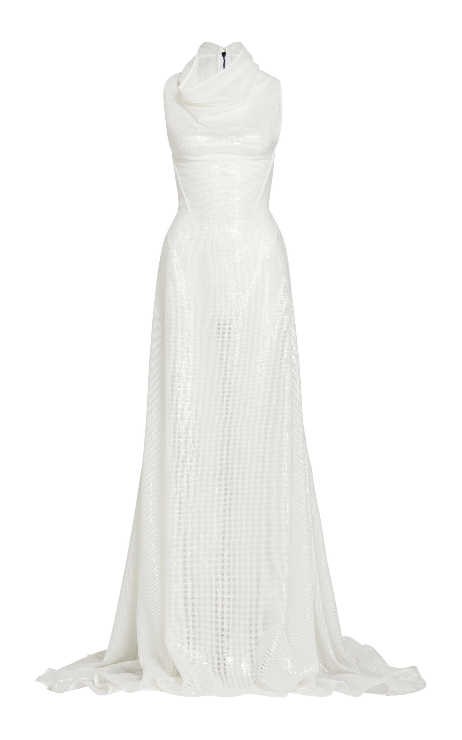 Maticevski Glistening Sequined Gown In White