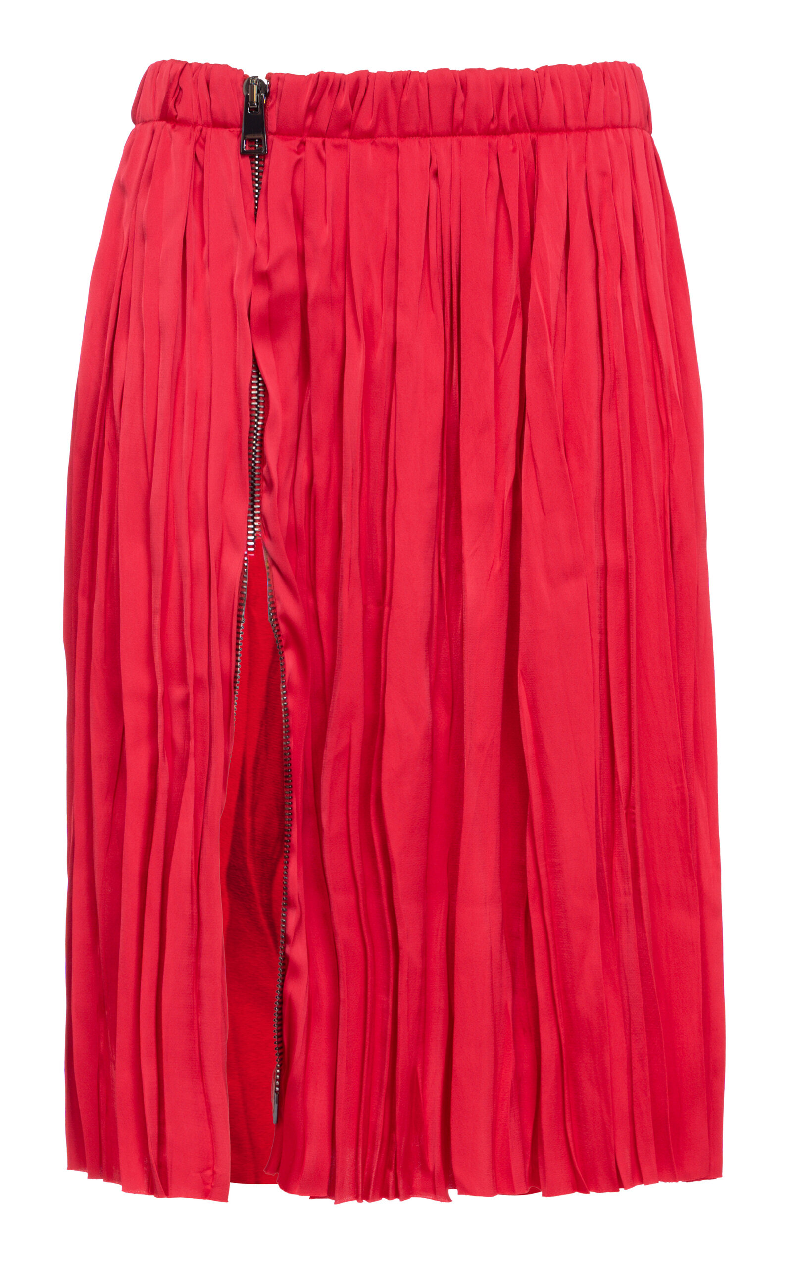 Des_phemmes Crinkle Pleated Satin Midi Skirt In Red