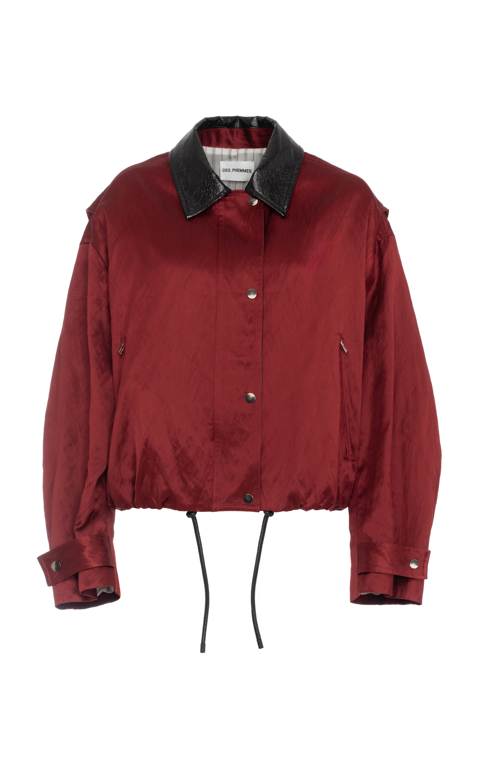 Des_phemmes Workwear Satin Bomber Jacket In Burgundy