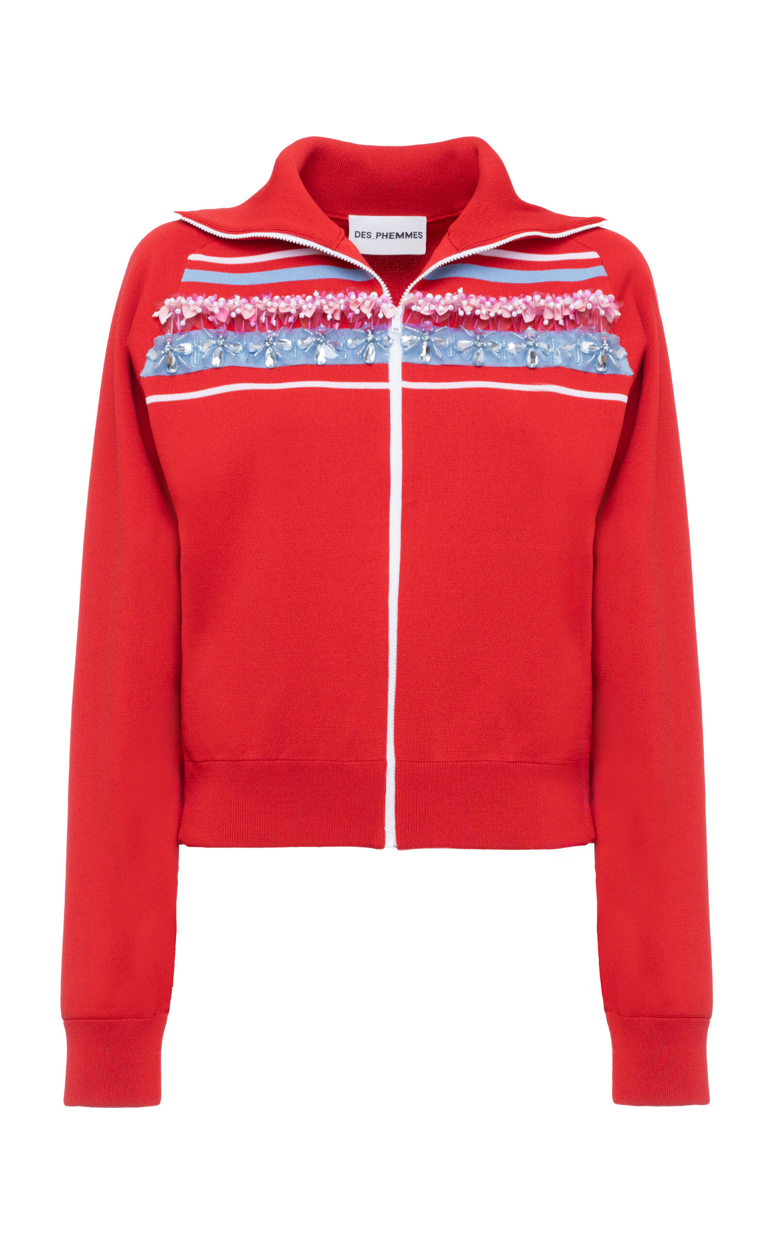 Des_phemmes Embroidered Knit Jacket In Red
