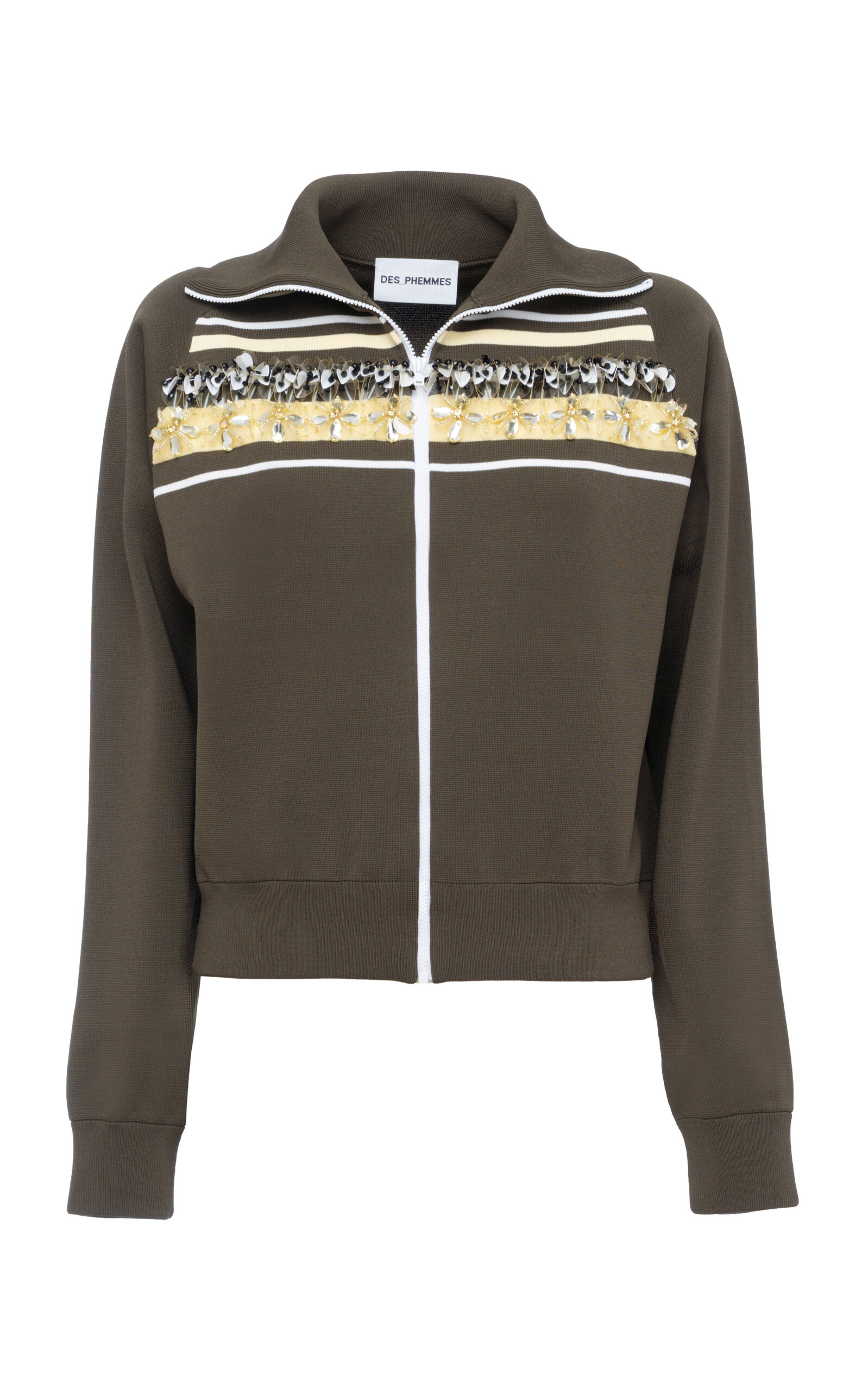 Des_phemmes Embroidered Knit Jacket In Green