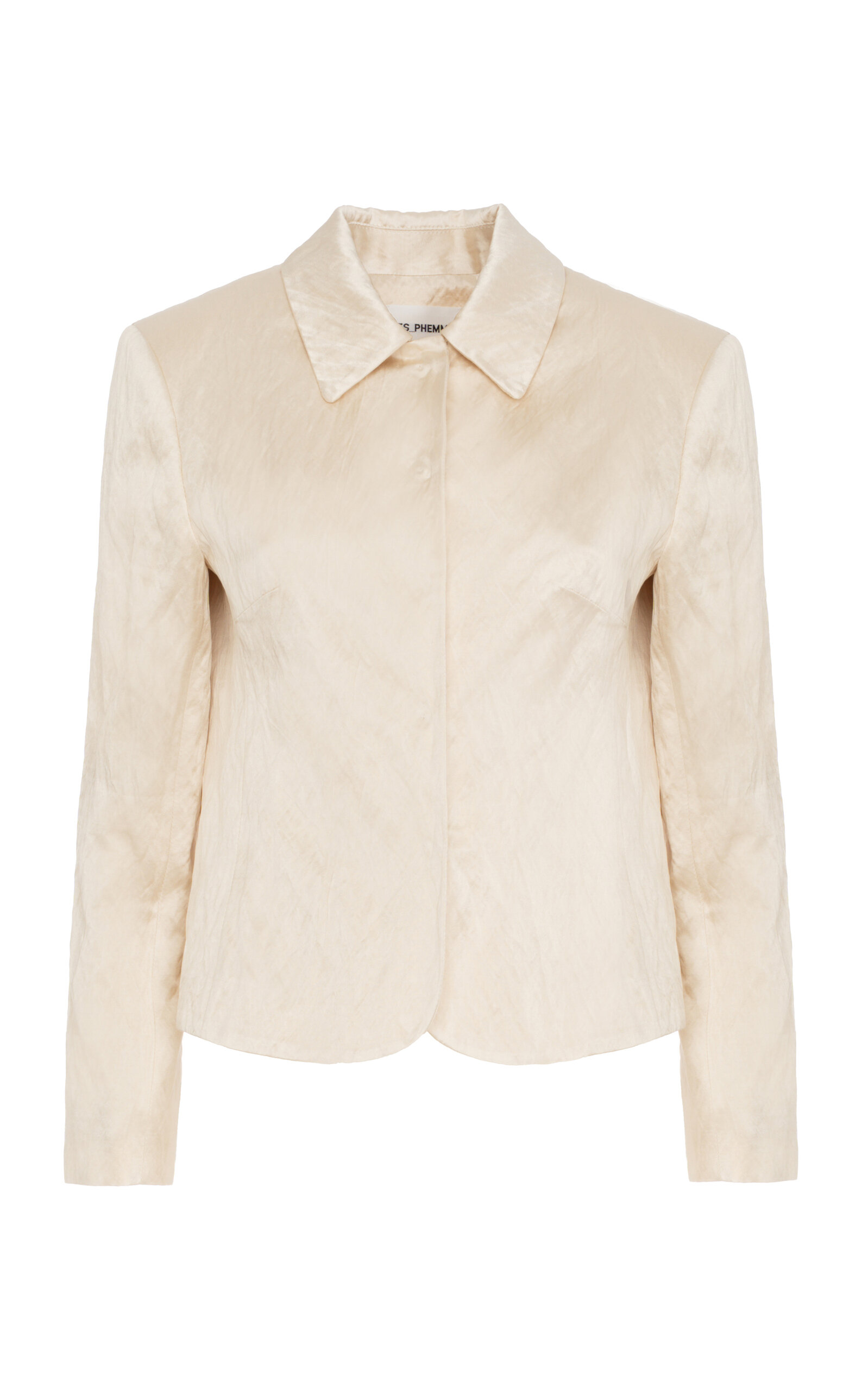 Des_phemmes Fitted Satin Blazer In Neutral