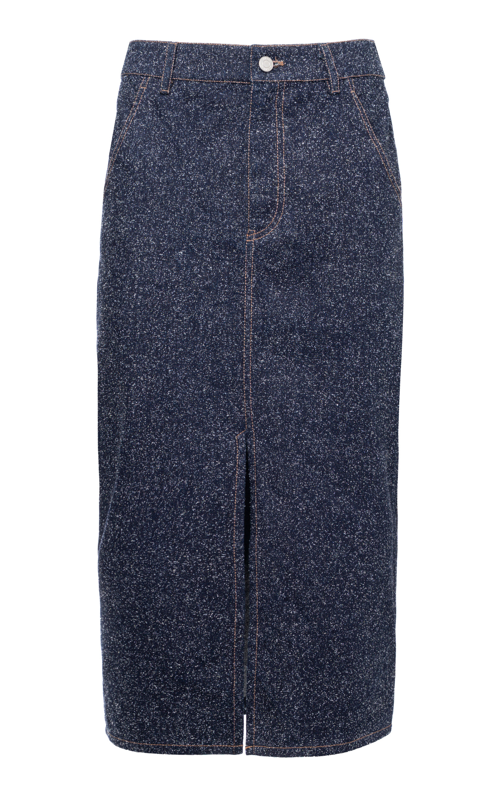 Des_phemmes Pencil Cotton-blend Midi Skirt In Navy