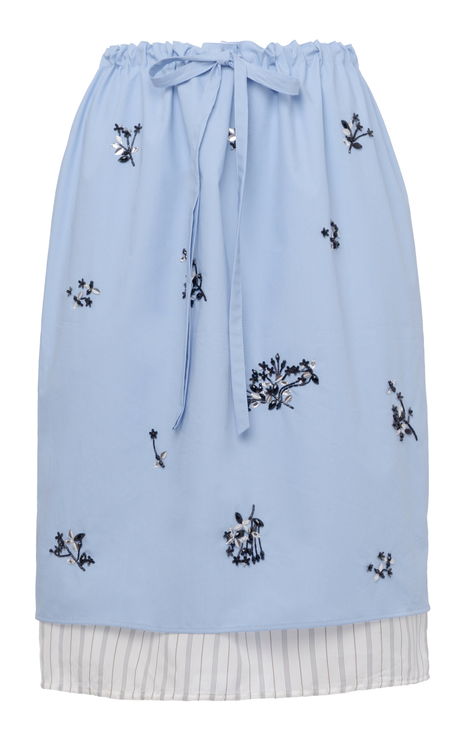 Des_phemmes Embellished Cotton Knee-length Skirt In Light Blue