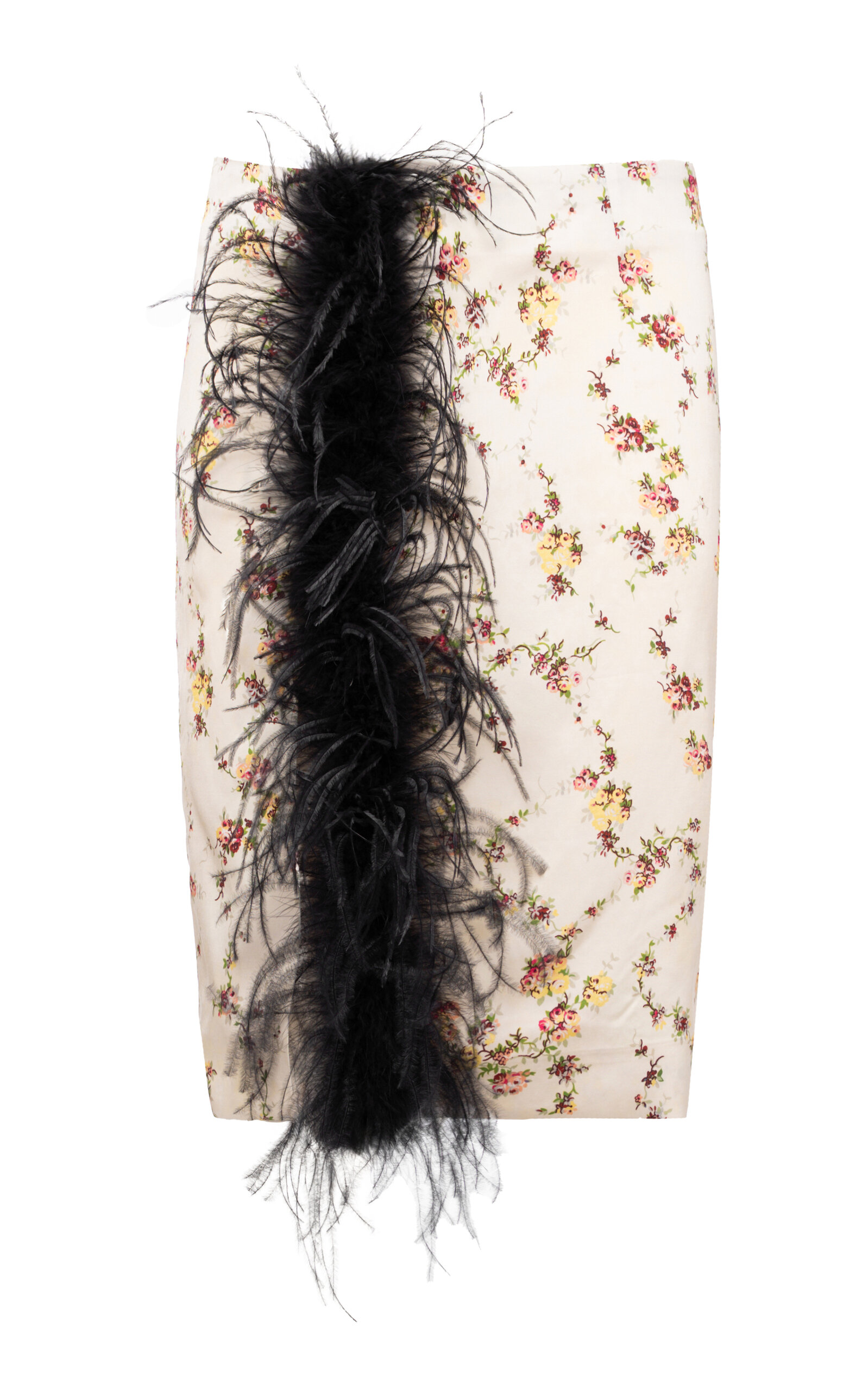 Des_phemmes Slit Feathered Midi Skirt In Multi