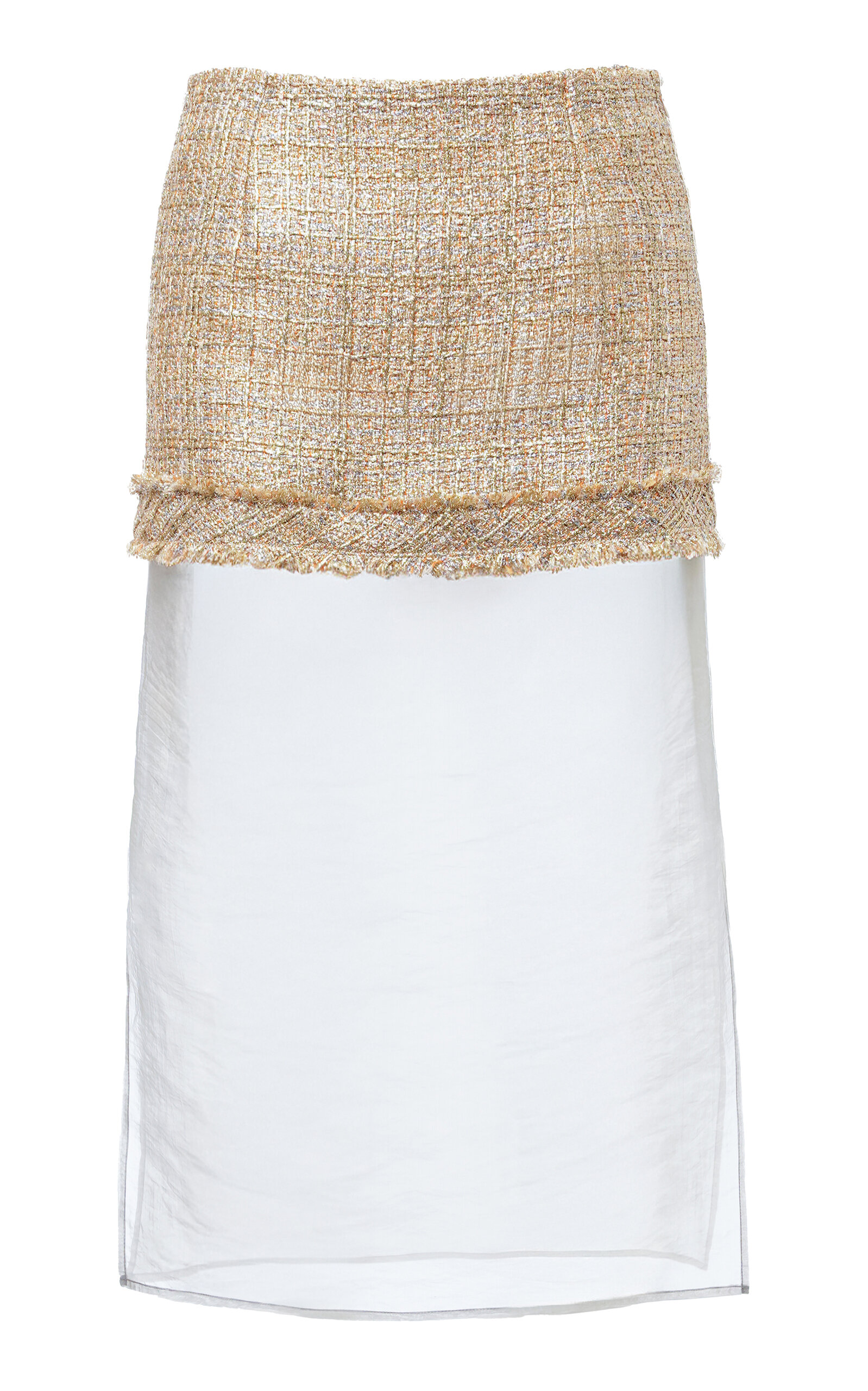 Des_phemmes Layered Tweed Midi Skirt In Bronze