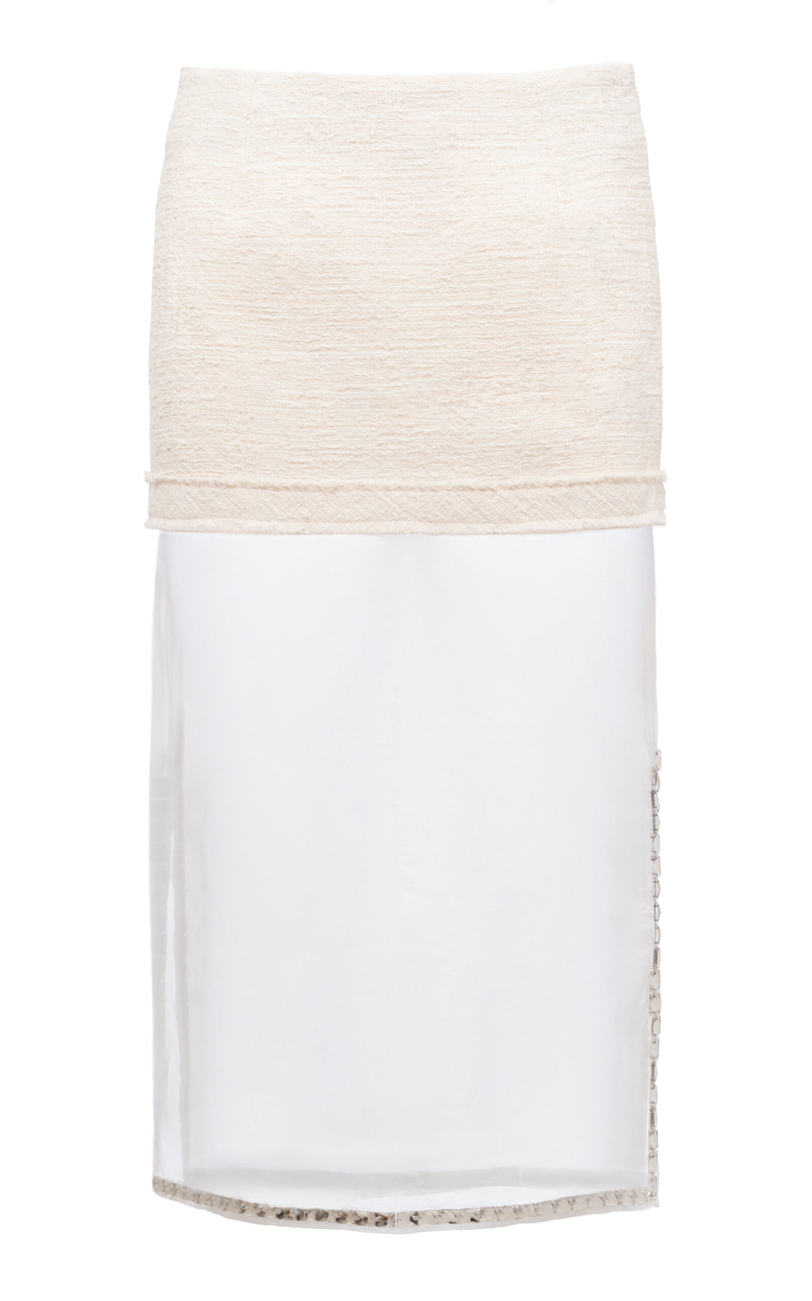 Des_phemmes Layered Cotton-blend Midi Skirt In Off-white