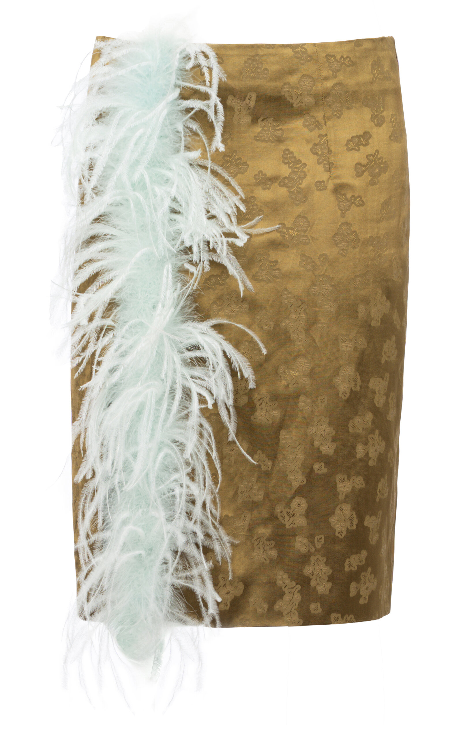 Des_phemmes Slit Jacquard Midi Skirt In Green