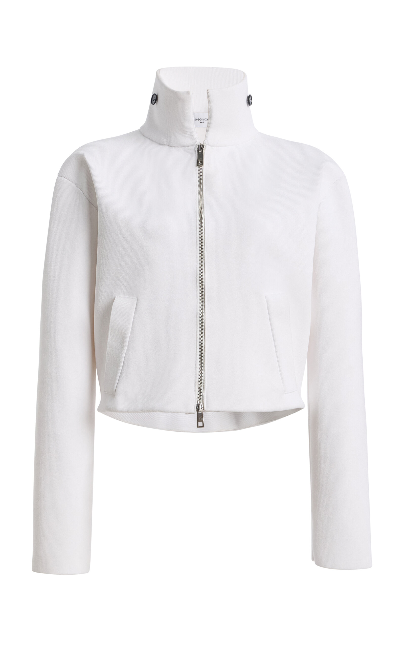 Brandon Maxwell The Alexis Sculpted Knit Bomber Jacket In White