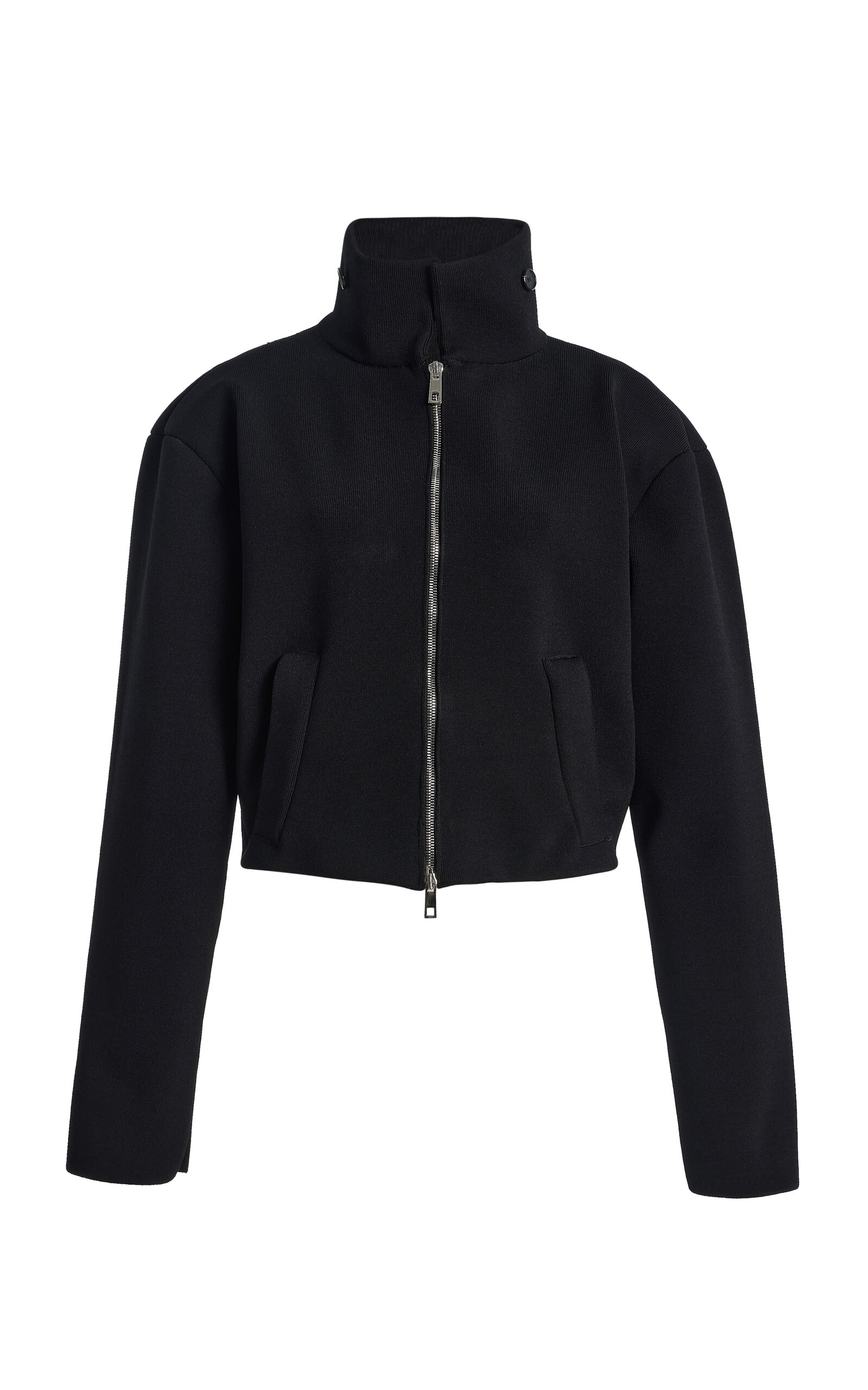 Brandon Maxwell The Alexis Sculpted Knit Bomber Jacket In Black