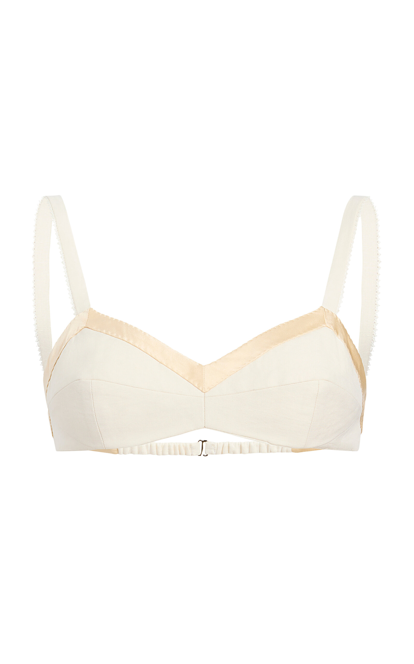 Khaite Vernon Linen-blend Bra Top In Off-white