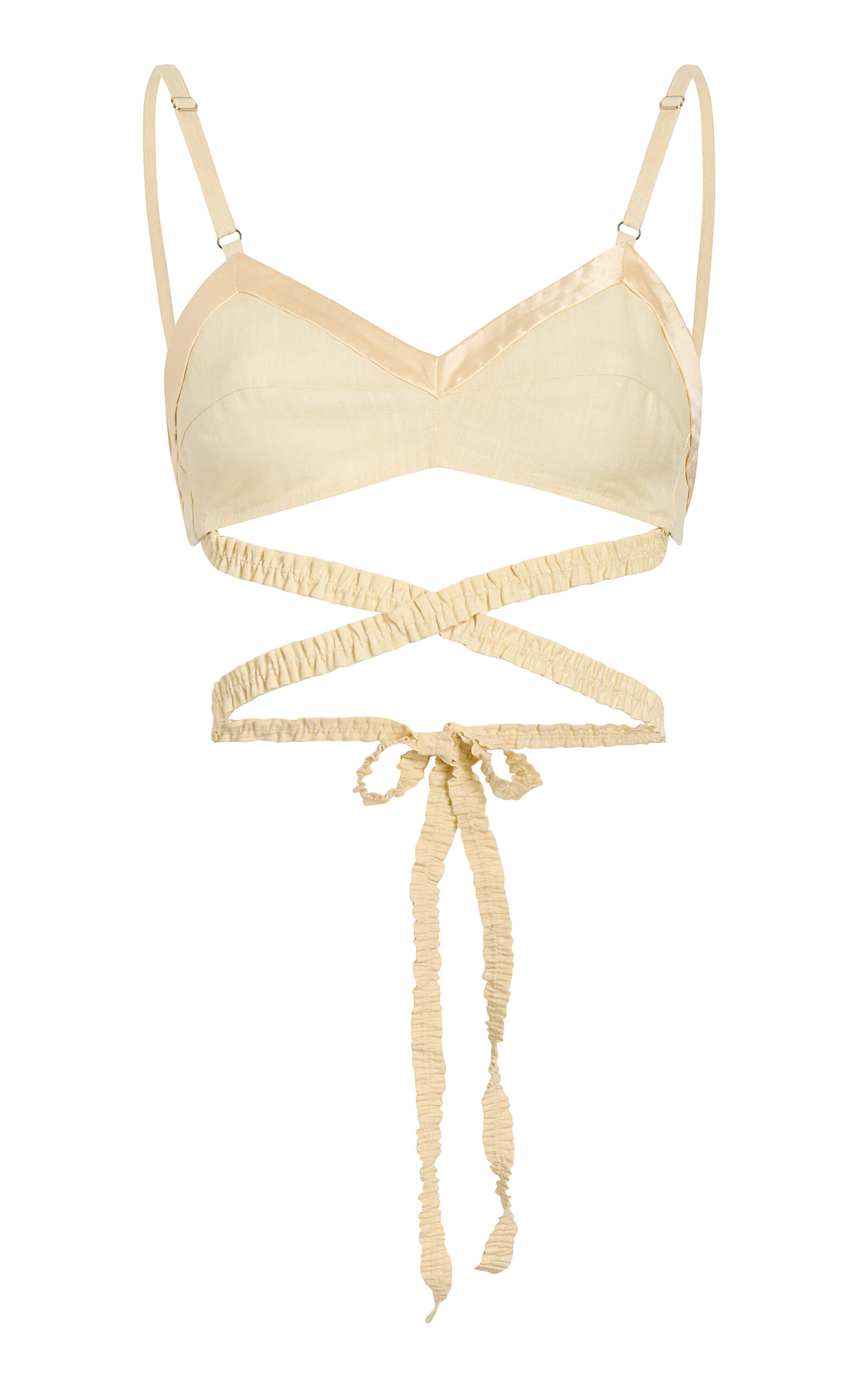 Khaite Raquel Criss-cross Linen Bra Top In Ivory