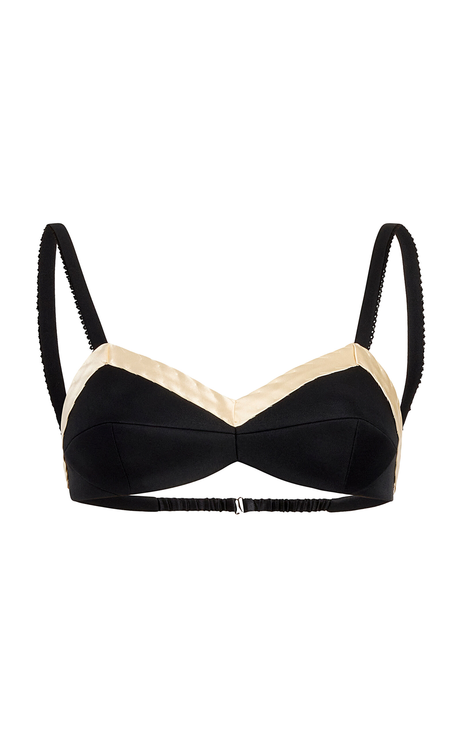 Khaite Vernon Contrast Wool-silk Bra Top In Black