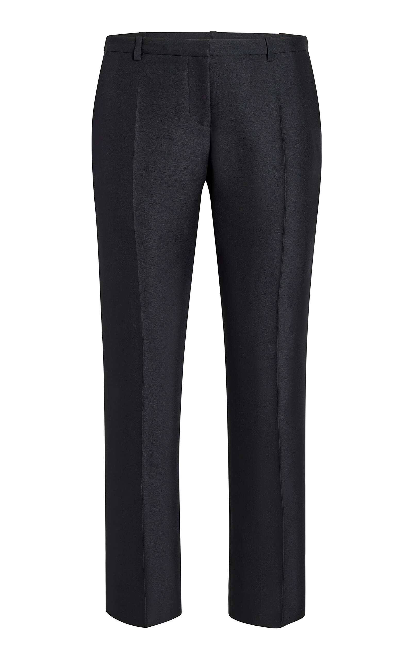 Khaite Bryn Cropped Wool-silk Skinny-leg Pants In Blue