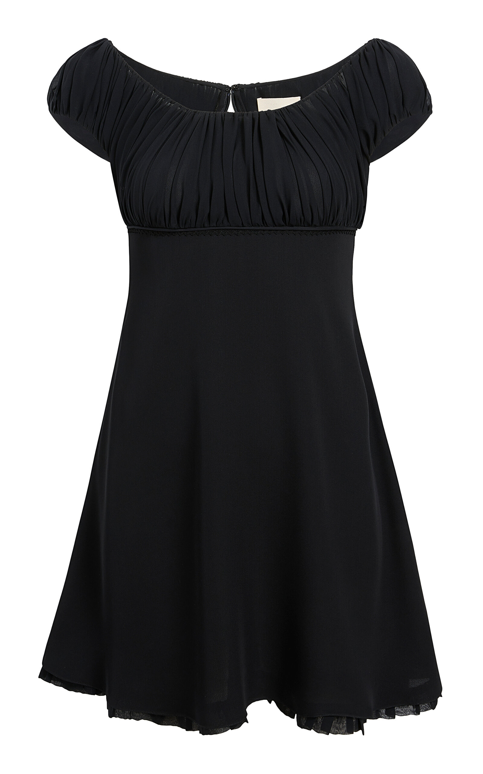 Khaite Jessa Short-sleeve Silk Mini Dress In Black