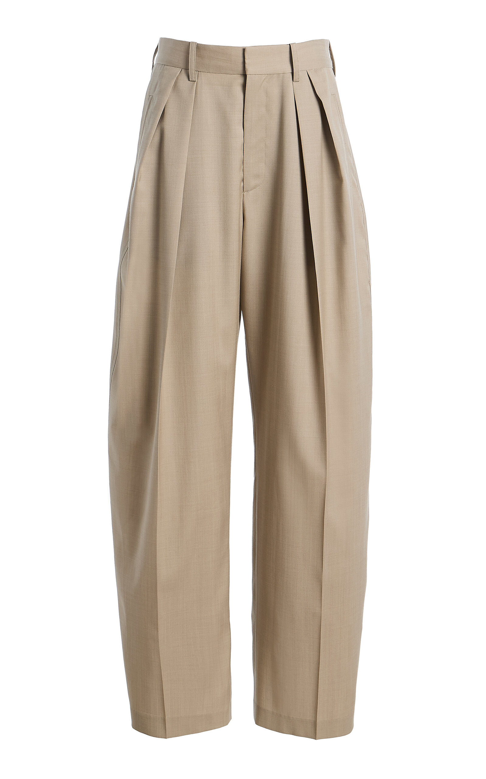 Kallmeyer Joel Pleated Wide-leg Virgin Wool Pants In Light Grey