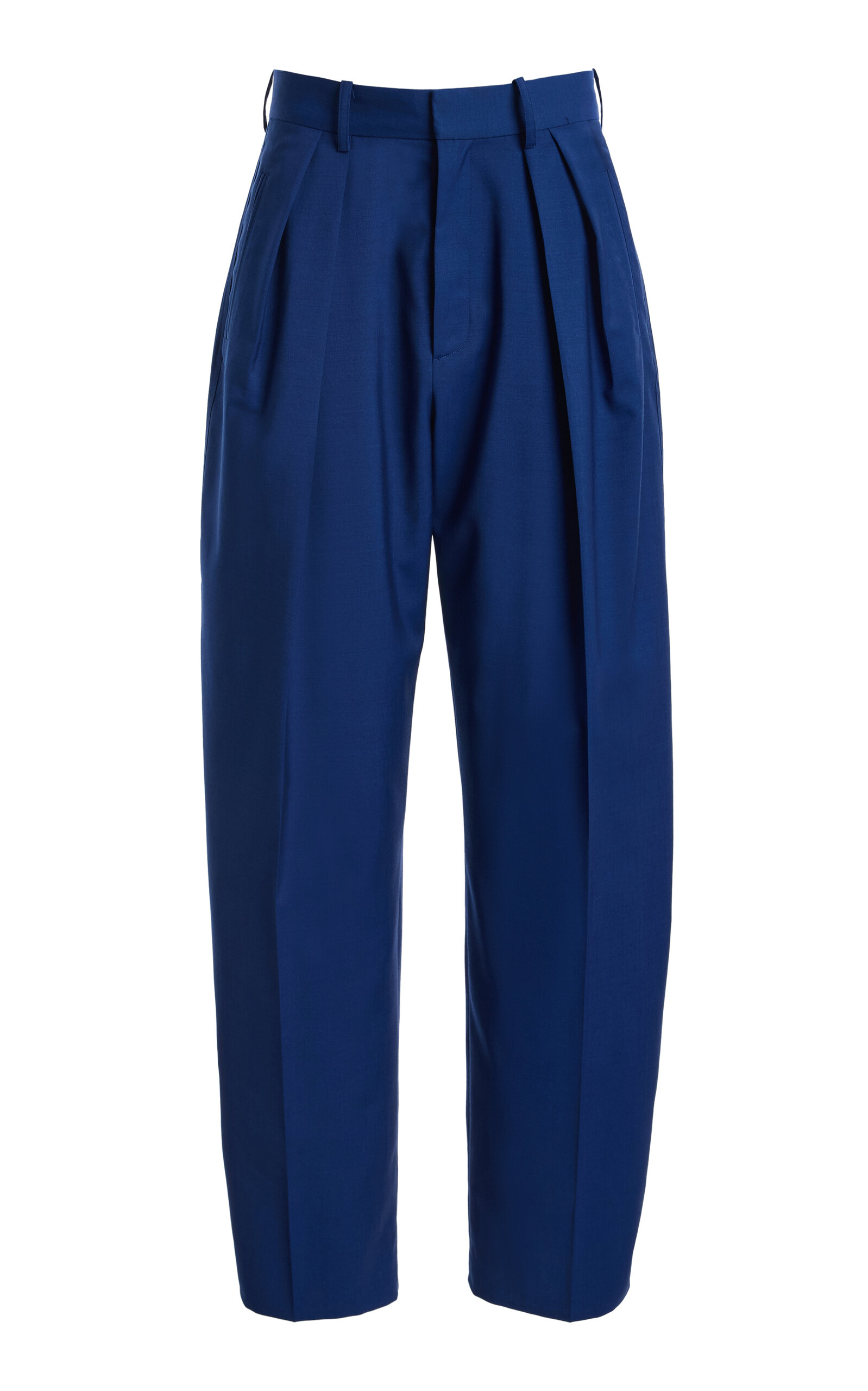 Kallmeyer Joel Pleated Wide-leg Virgin Wool Pants In Blue