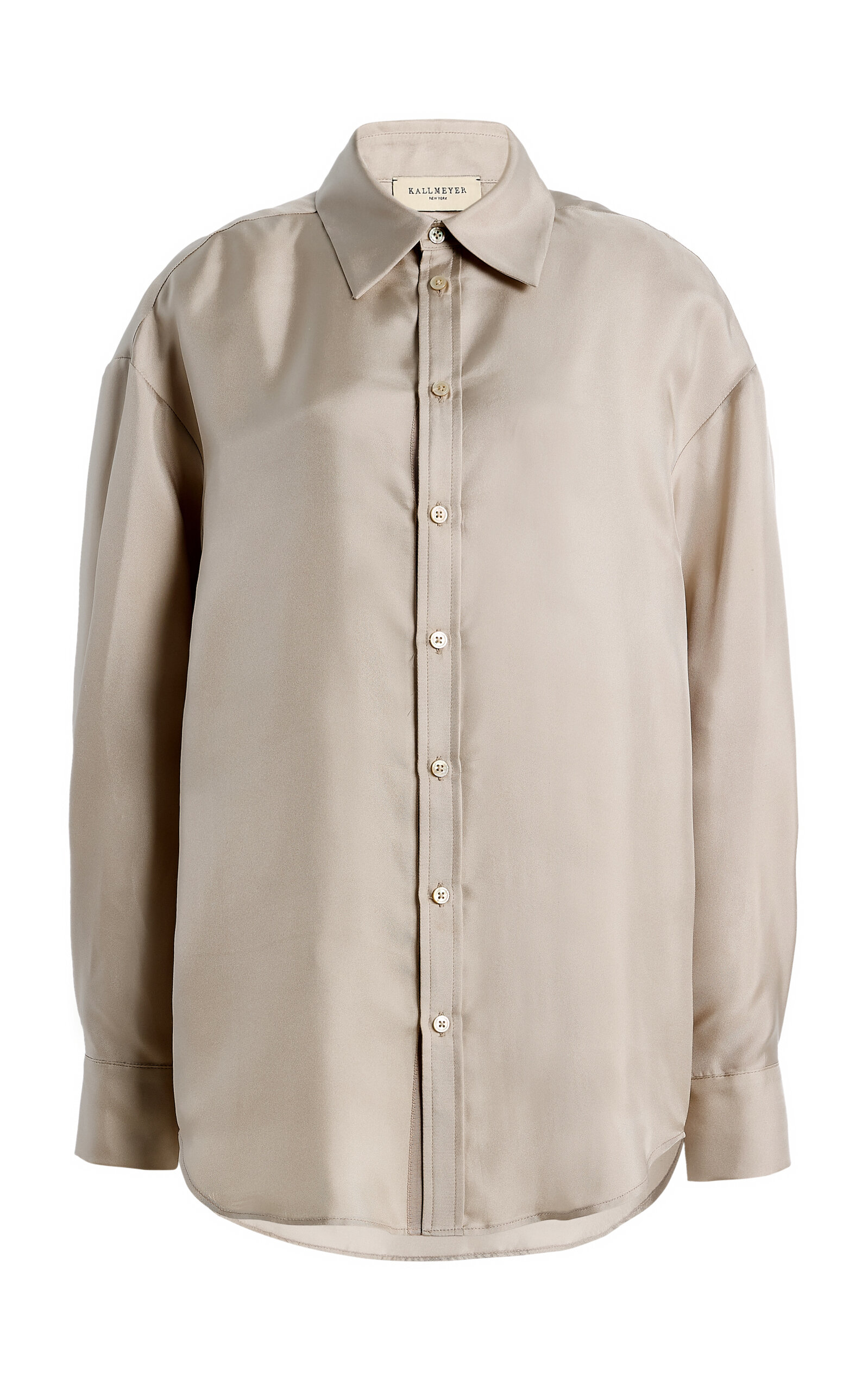 Kallmeyer Dani Oversized Silk Button Up Shirt In Neutral