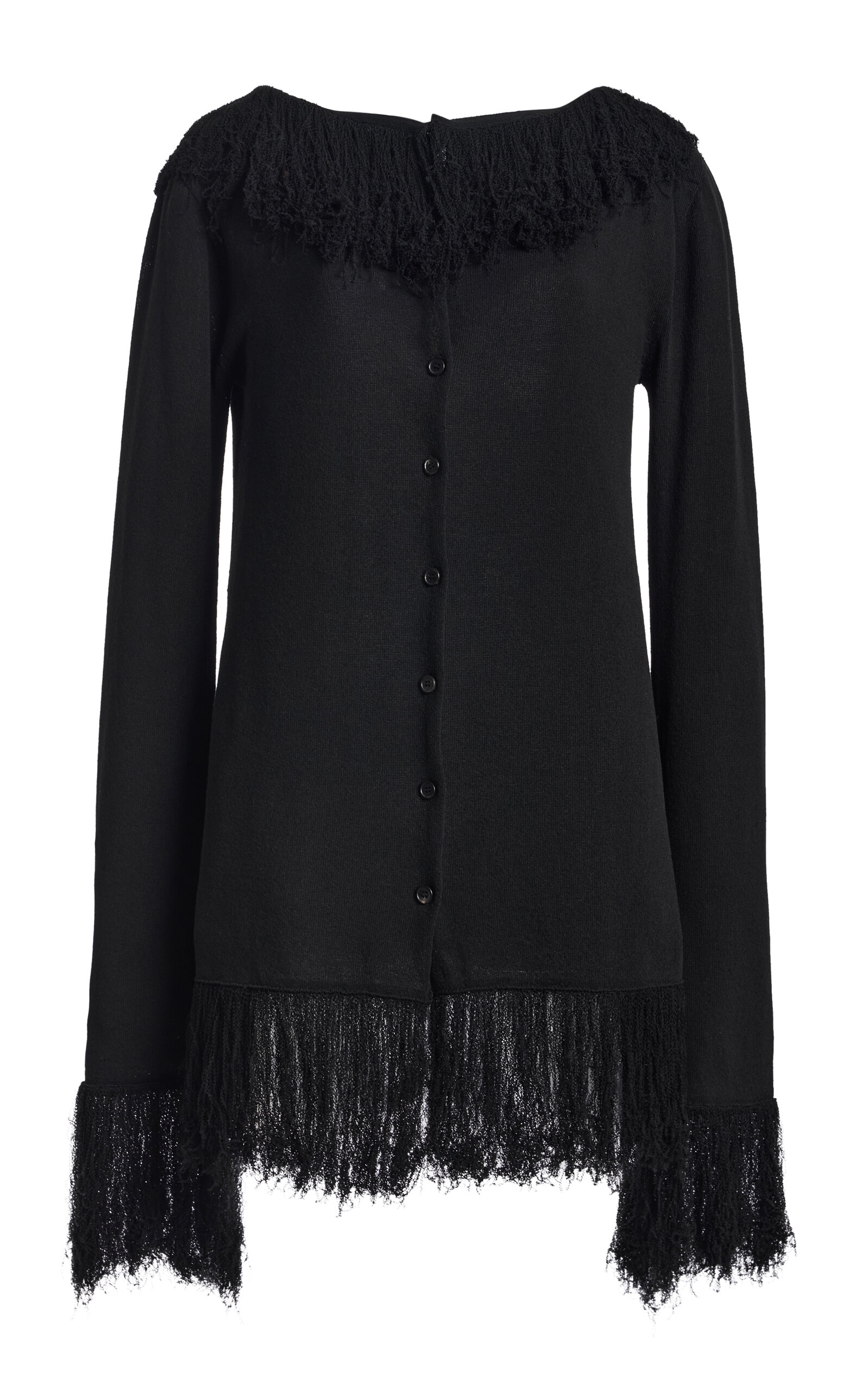 Kallmeyer Yasi Fringe-hemmed Cardigan In Black