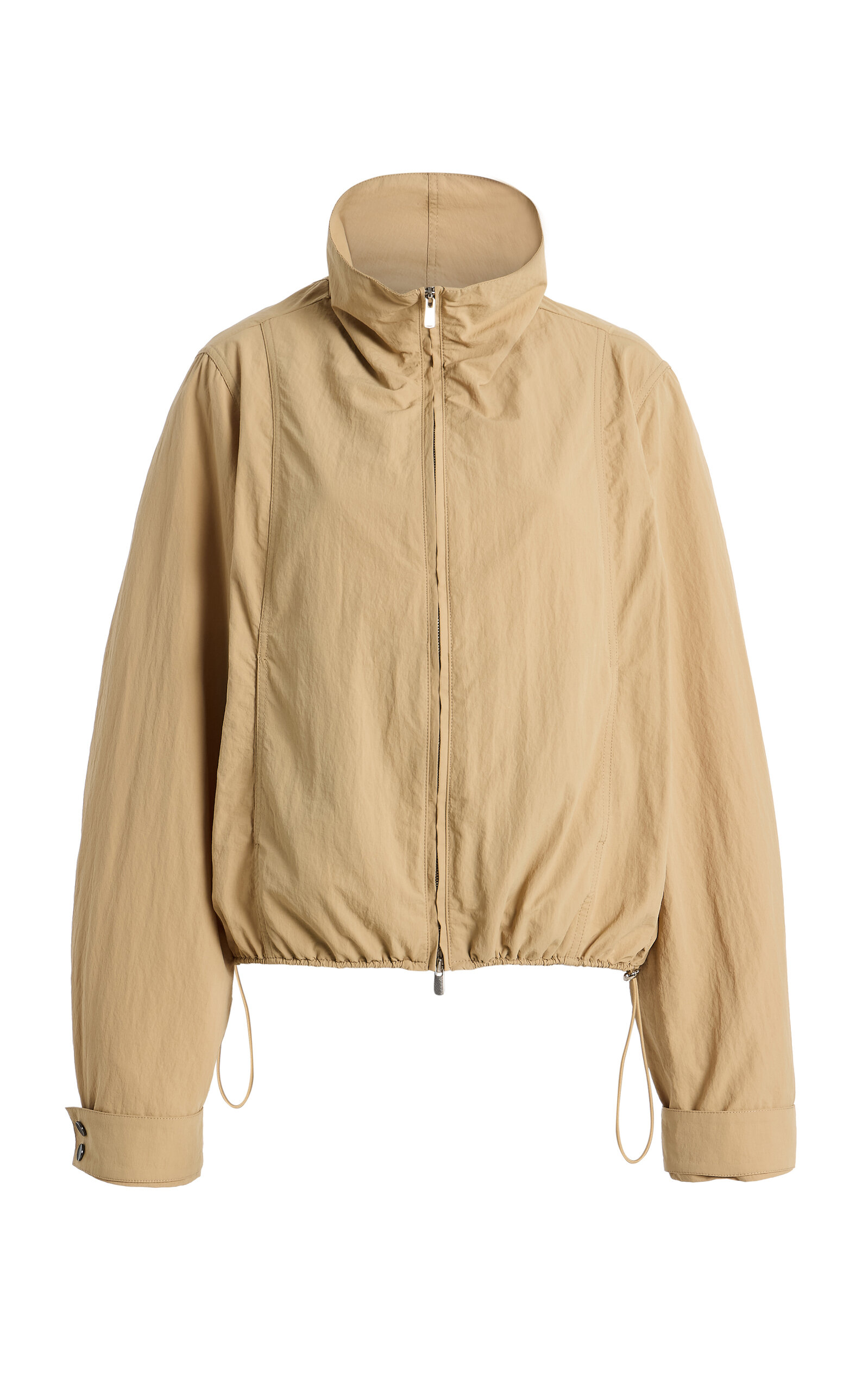 Kallmeyer Nira Funnel Neck Nylon Windbreaker In Tan