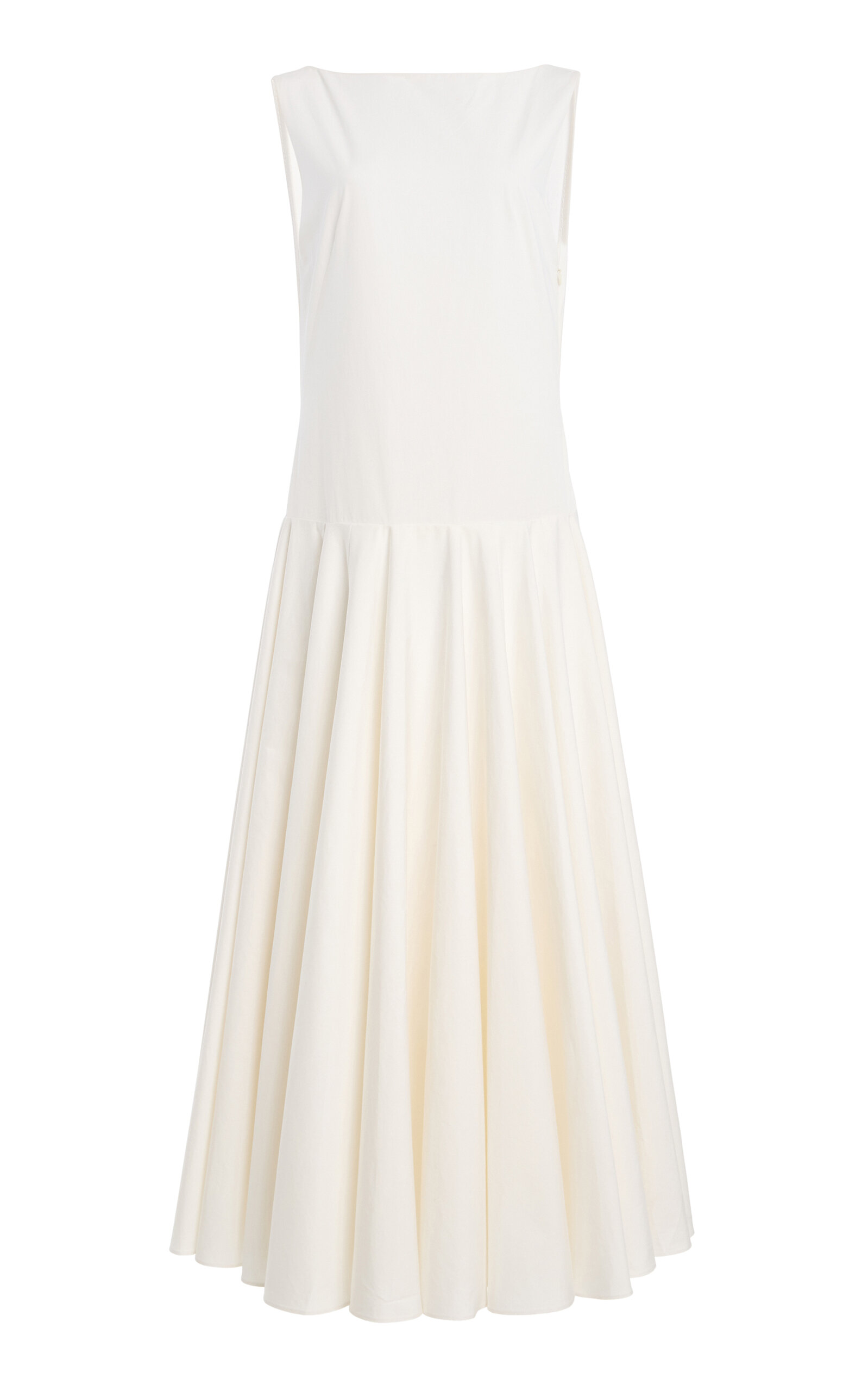 Kallmeyer Tiana Drop-waist Cotton Maxi Dress In White