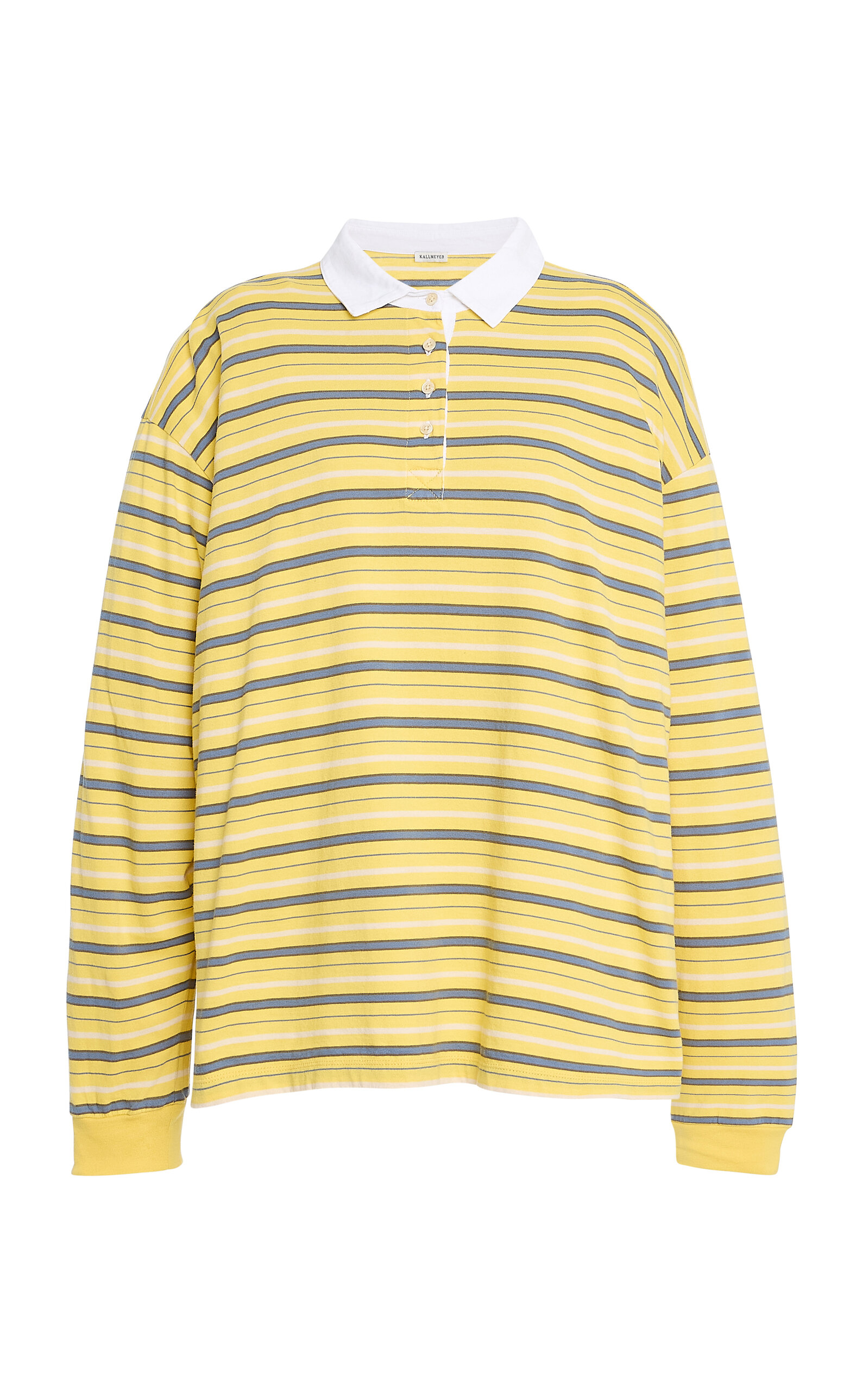 Kallmeyer Eli Striped Cotton Polo In Yellow