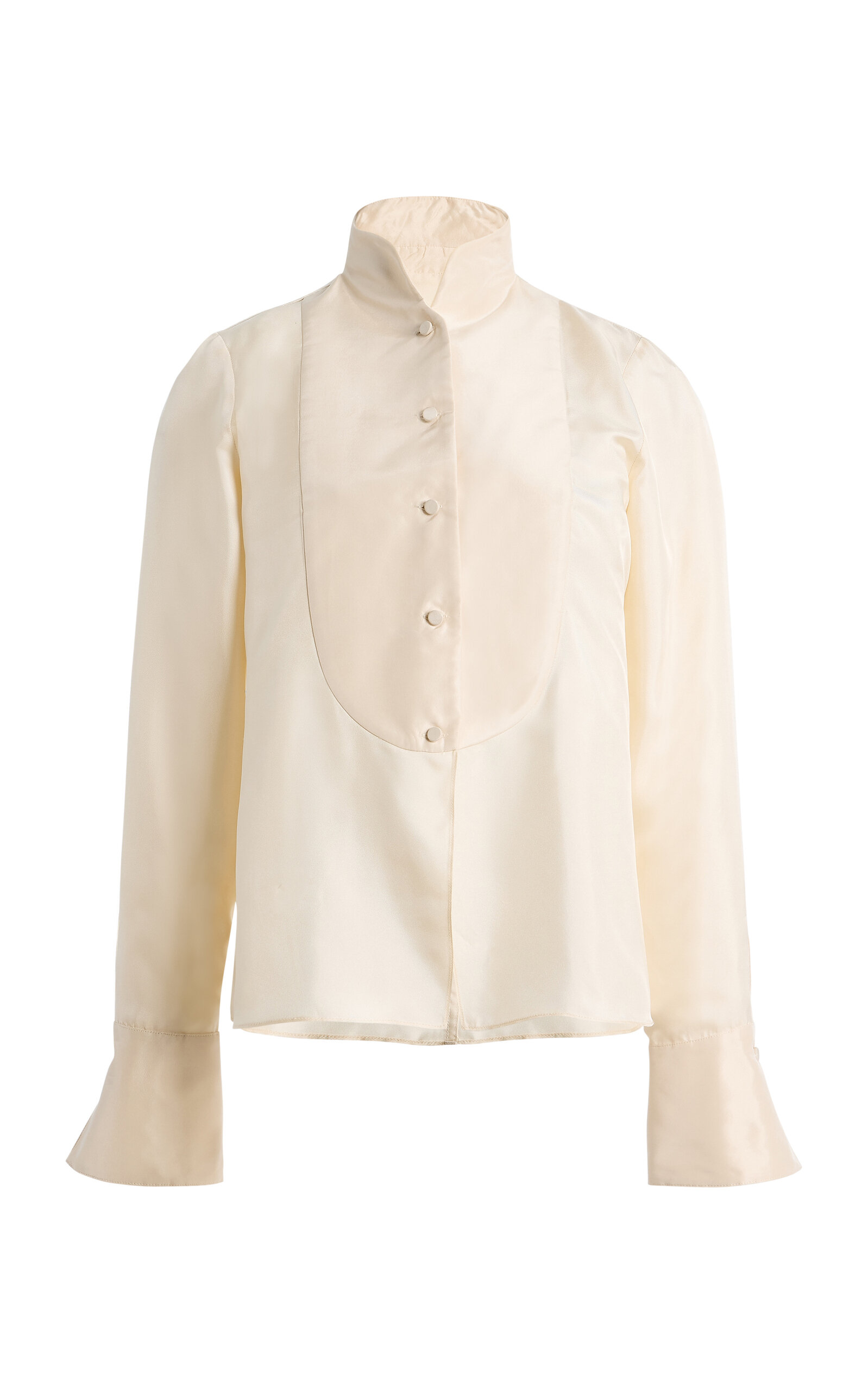 Kallmeyer Porch Silk Tuxedo Shirt In Neutral