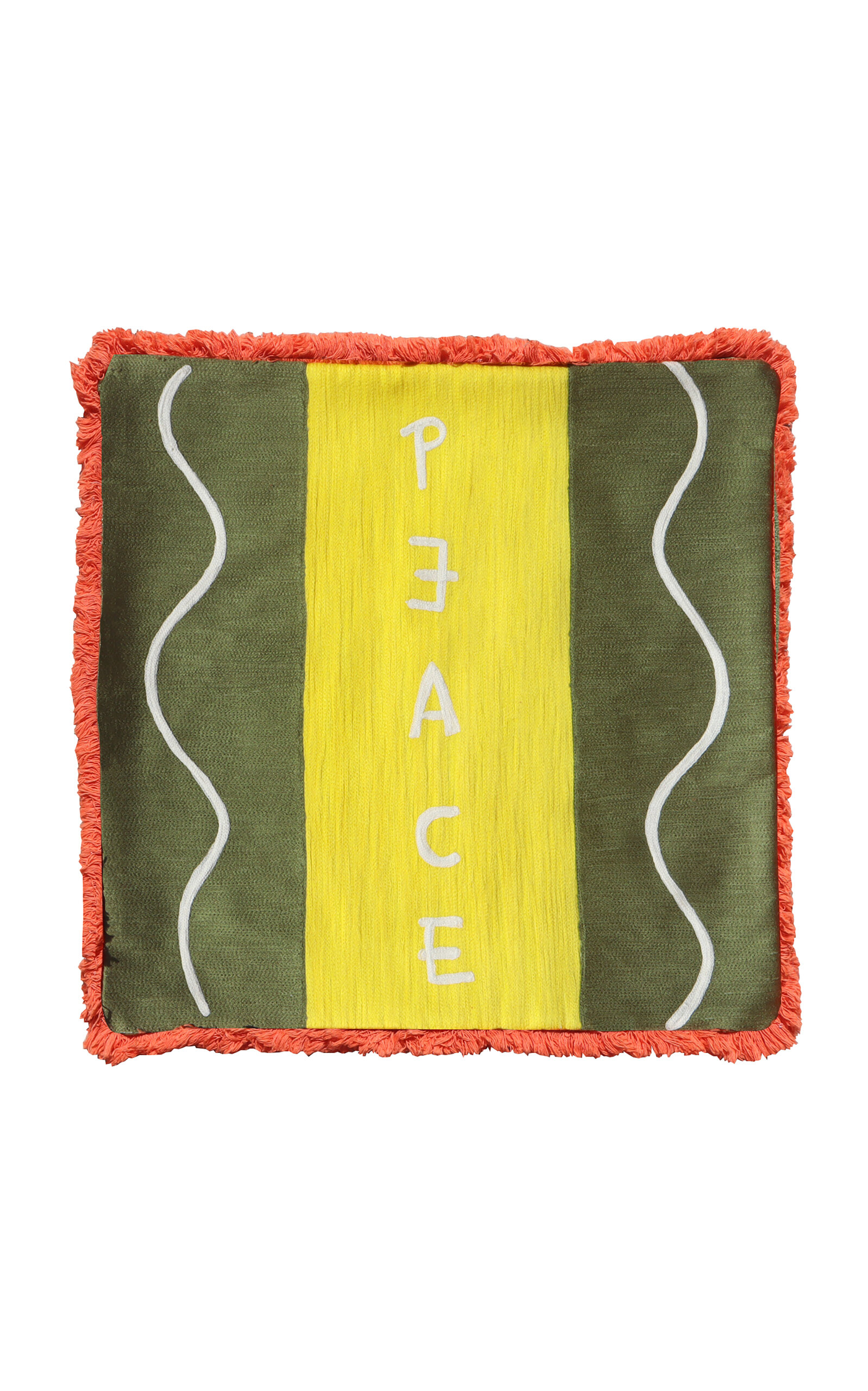 Laetitia Rouget - Peace Cushion - Chain Stitch And Cottonfringes - Multi