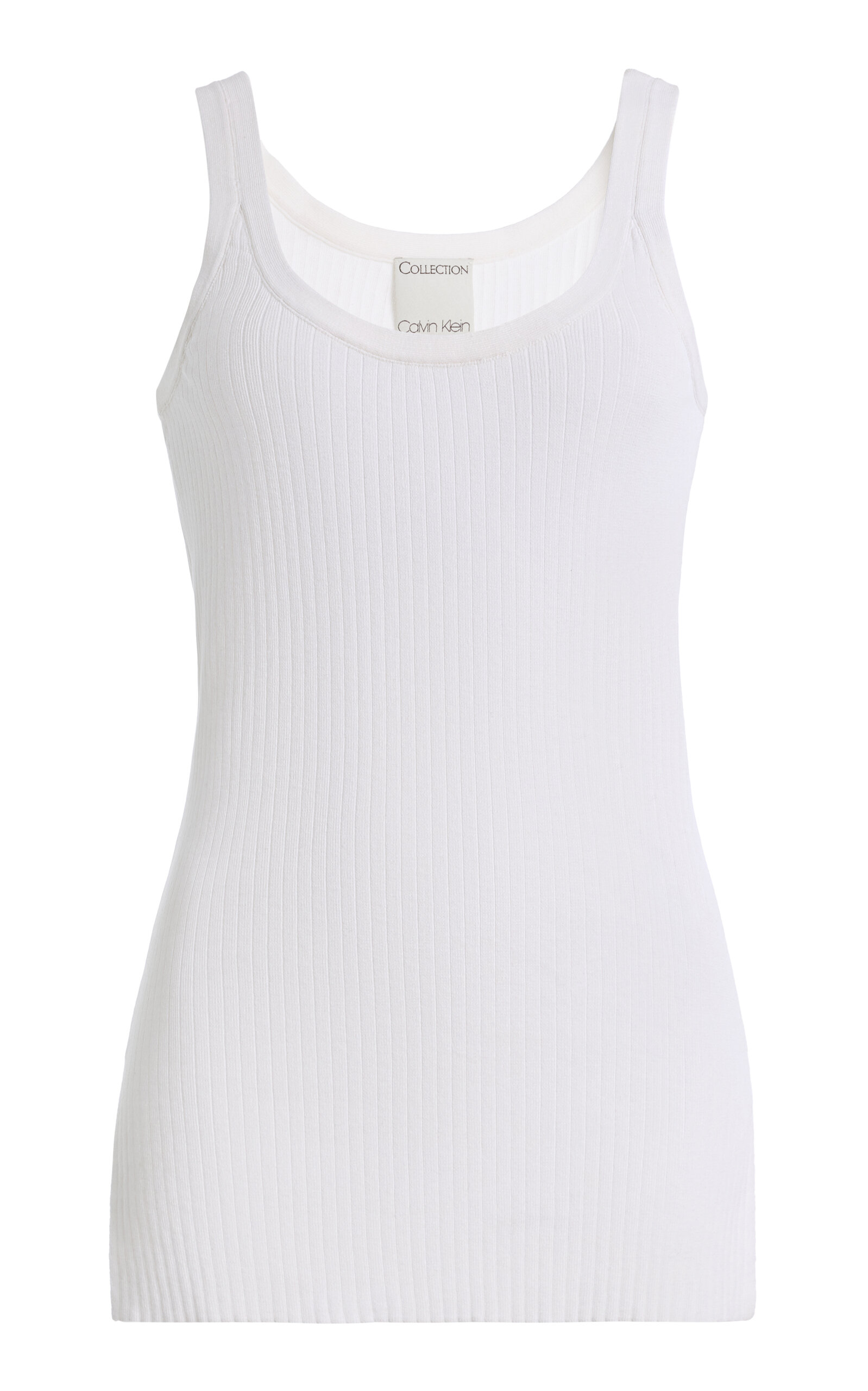 Calvin Klein Collection Zaffiro Scoop-neck Cotton Tank Top In White