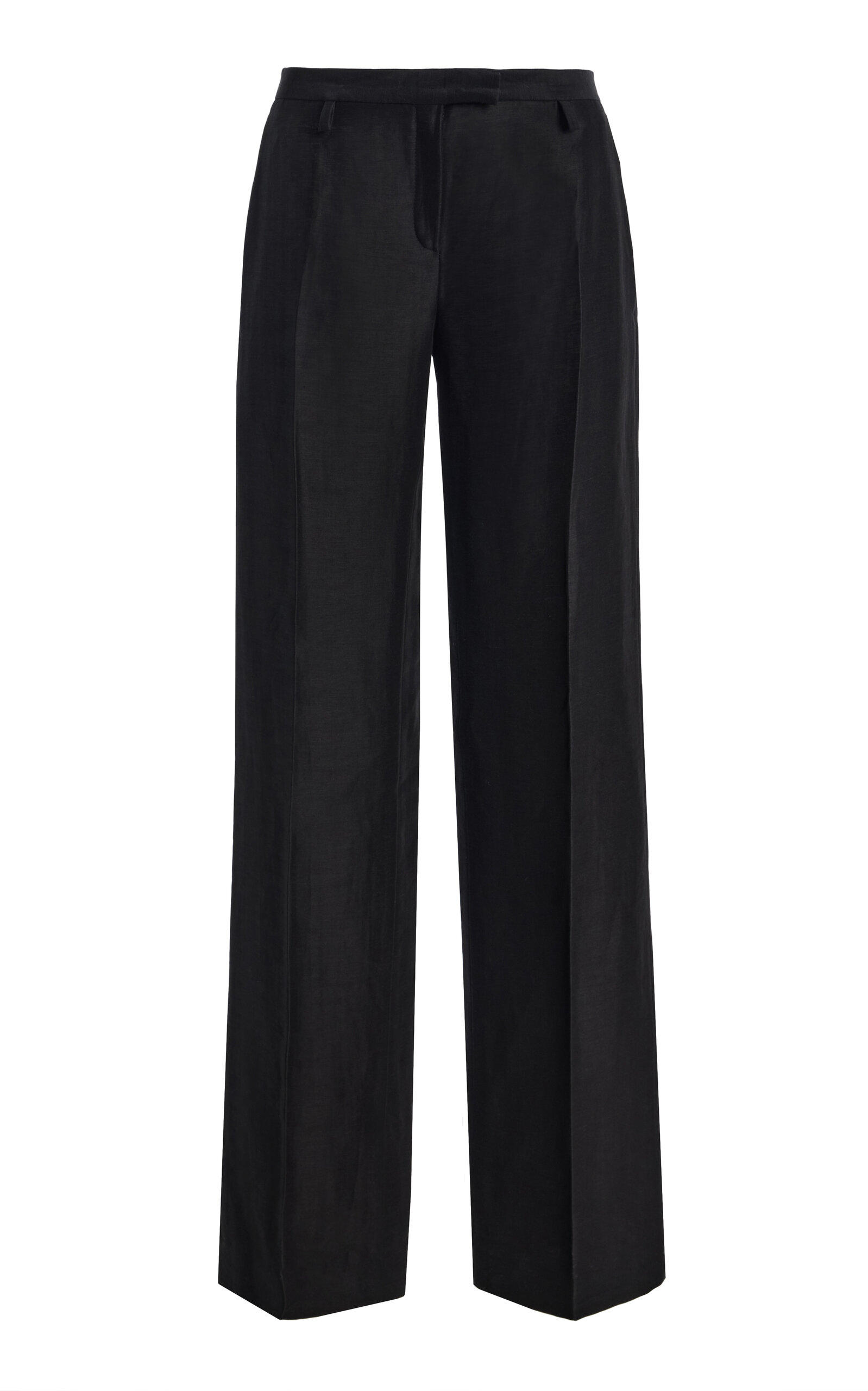 Calvin Klein Collection Emely Low-rise Linen-silk Straight-leg Pants In Black