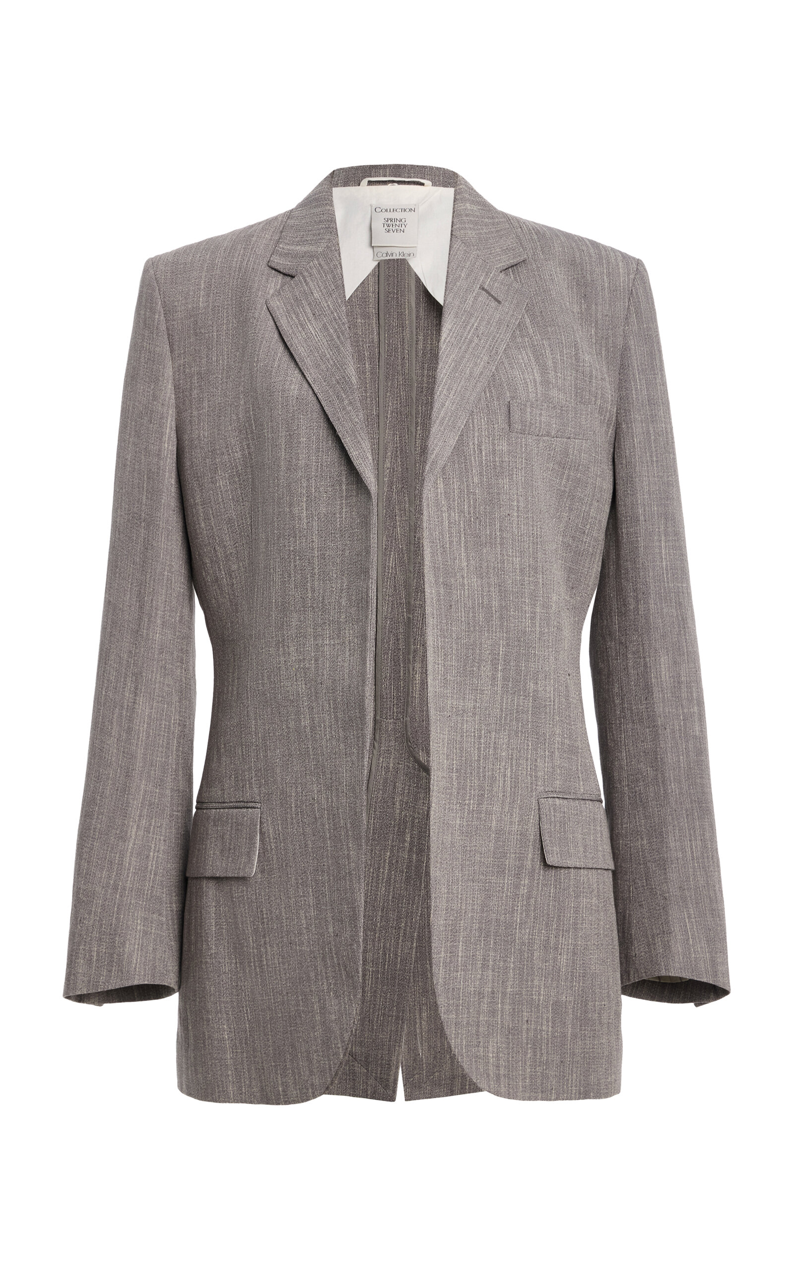 Calvin Klein Collection Amaya Tailored Linen-blend Blazer In Light Grey