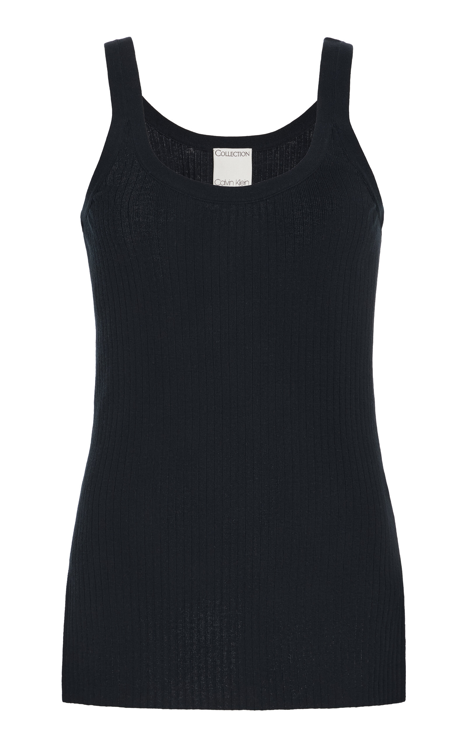 Calvin Klein Collection Zaffiro Scoop-neck Cotton Tank Top In Black