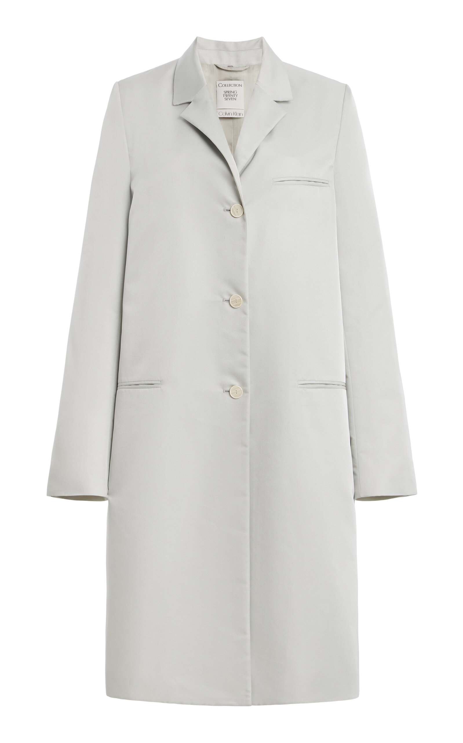 Calvin Klein Collection Zana Single Breasted Coat In Light Grey